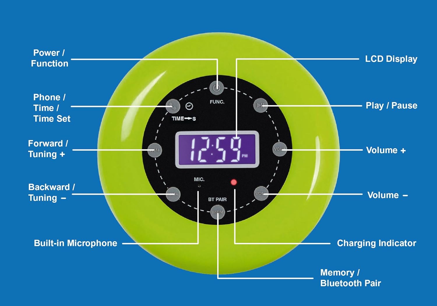 HANNLOMAX HX-159CR Shower Clock Radio with Bluetooth and Waterproof Design