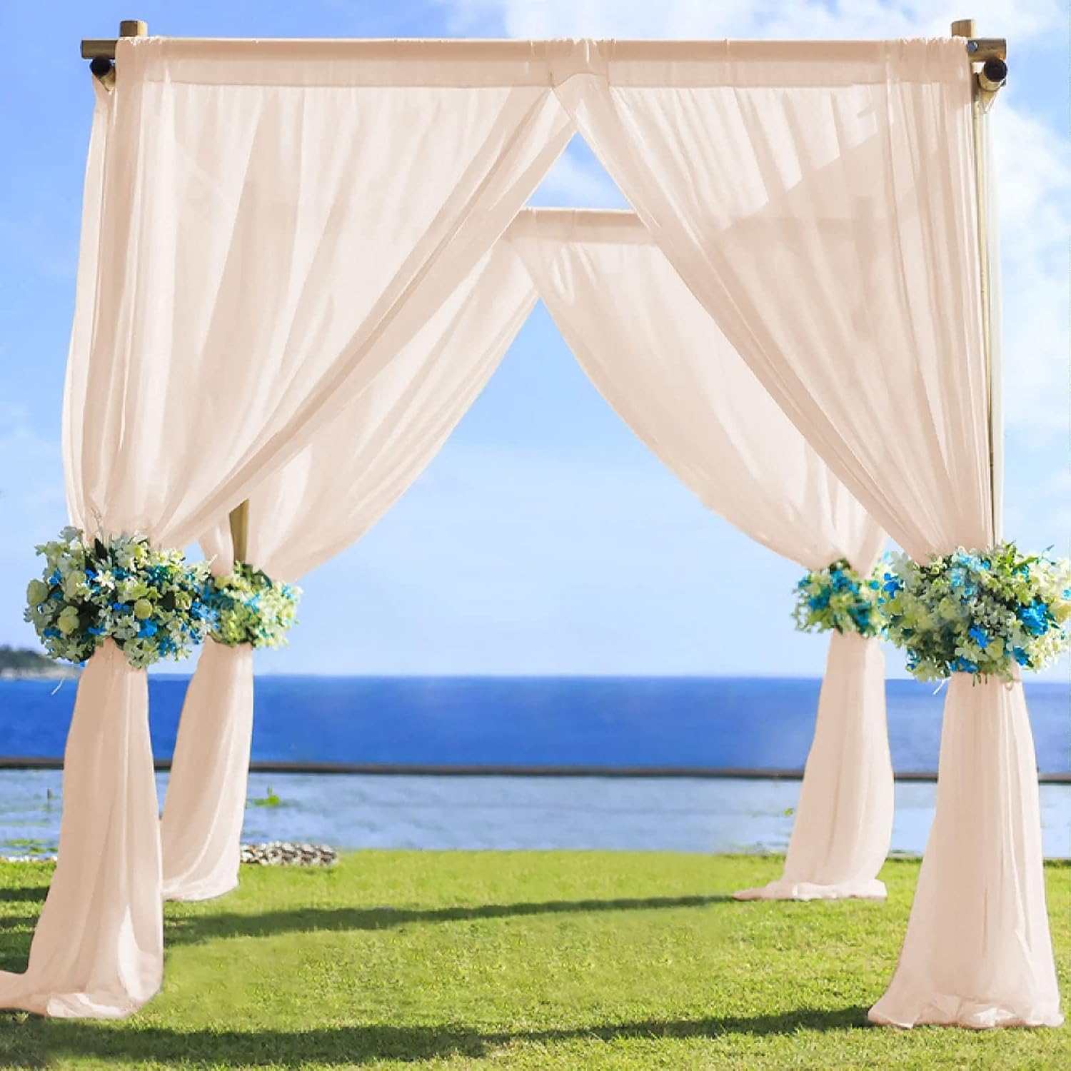 Nude Sheer Chiffon Curtain Panel Backdrop 5ft x14ft