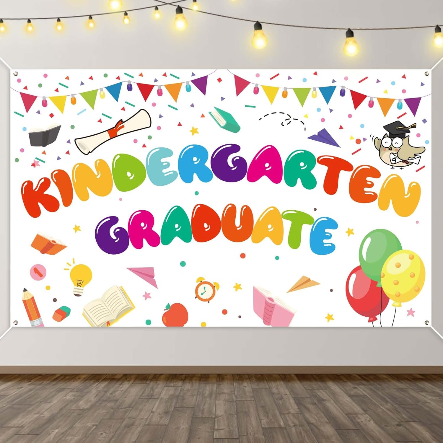 Kindergarten Graduation Banner 71x43 Inch White