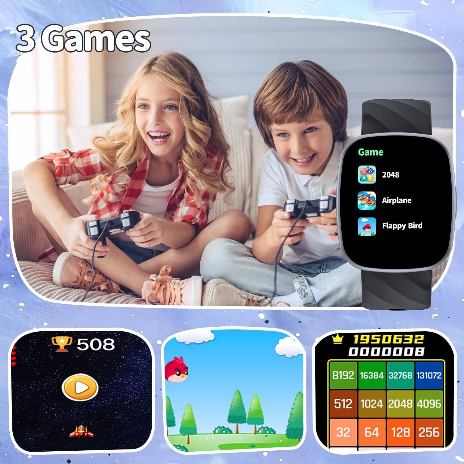 AYATAHA Smart Watch for Kids Ages 5-15 S60K Black