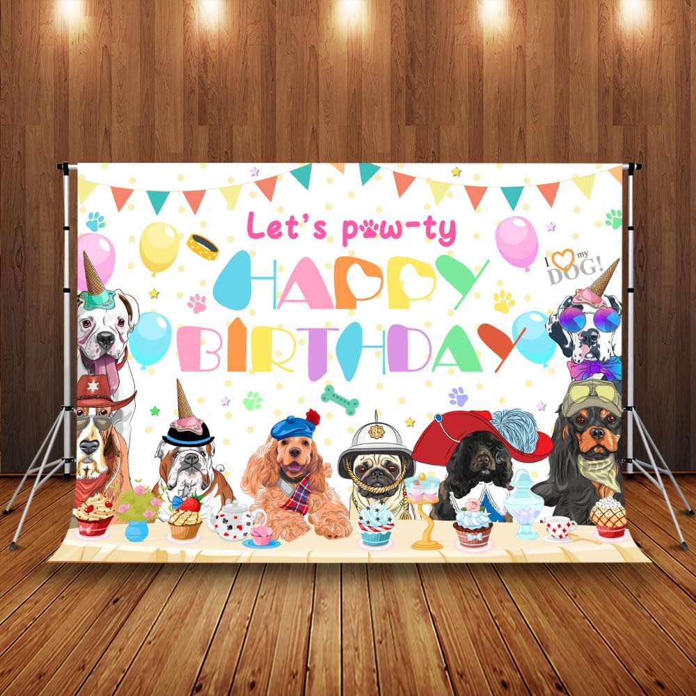 Puppy Dog Birthday Party Backdrop 7x5ft