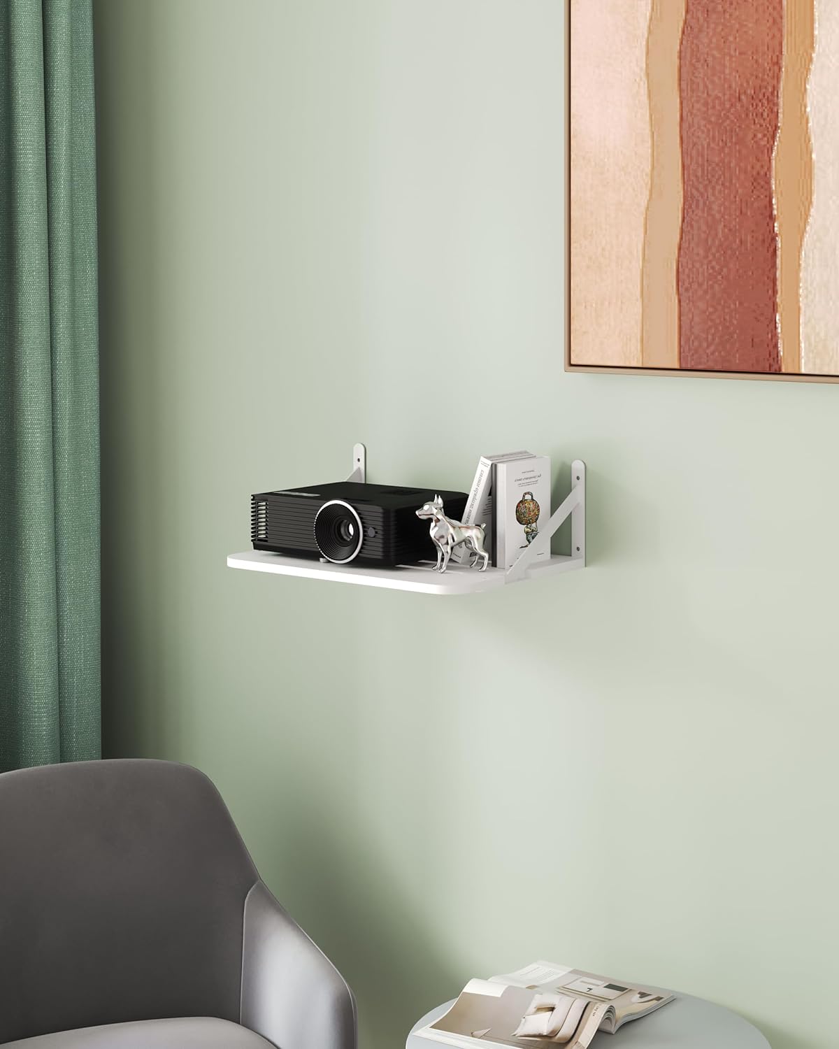 Small Mini Projector Shelf Wall Mount Holder Stand Accessories White