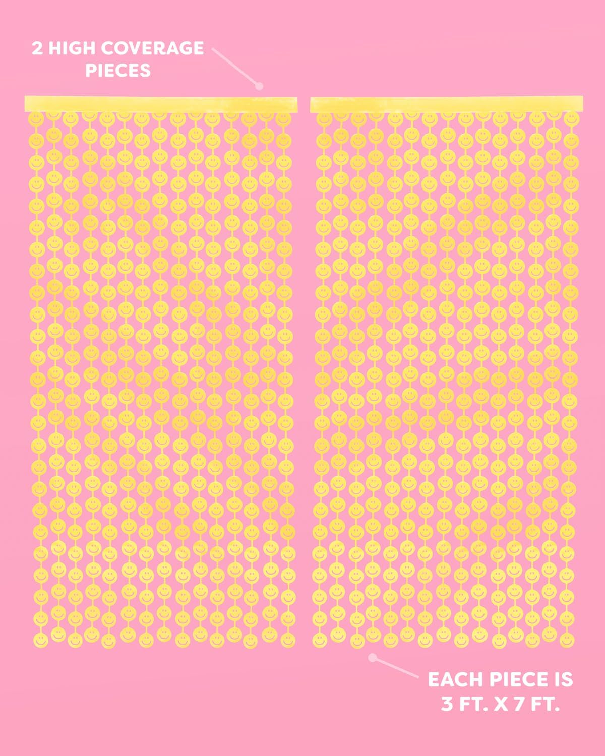 Xo Fetti Smiley Foil Curtains Set of 2 Yellow