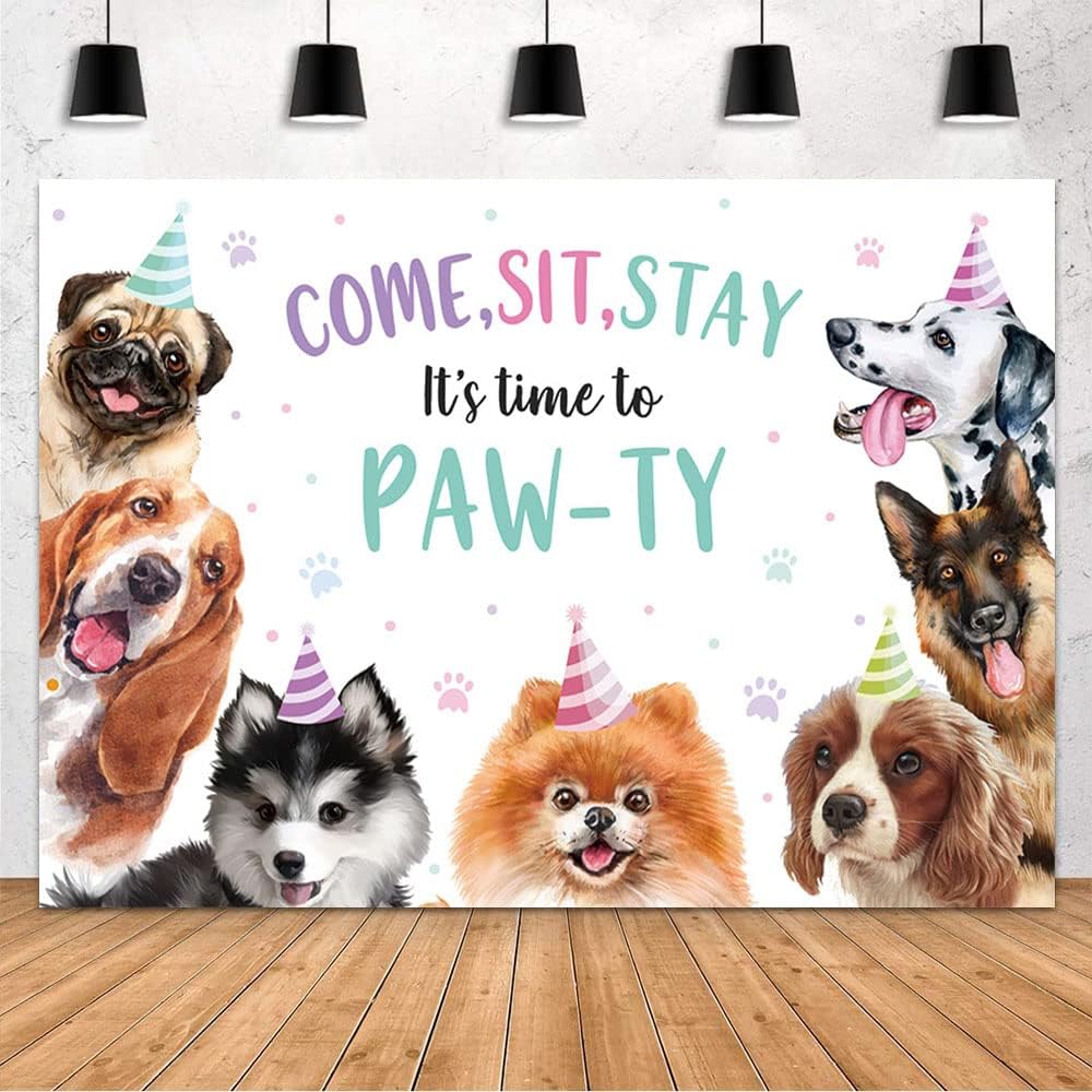 MEHOFOND 7x5ft Puppy Dog Birthday Party Decorations Backdrop