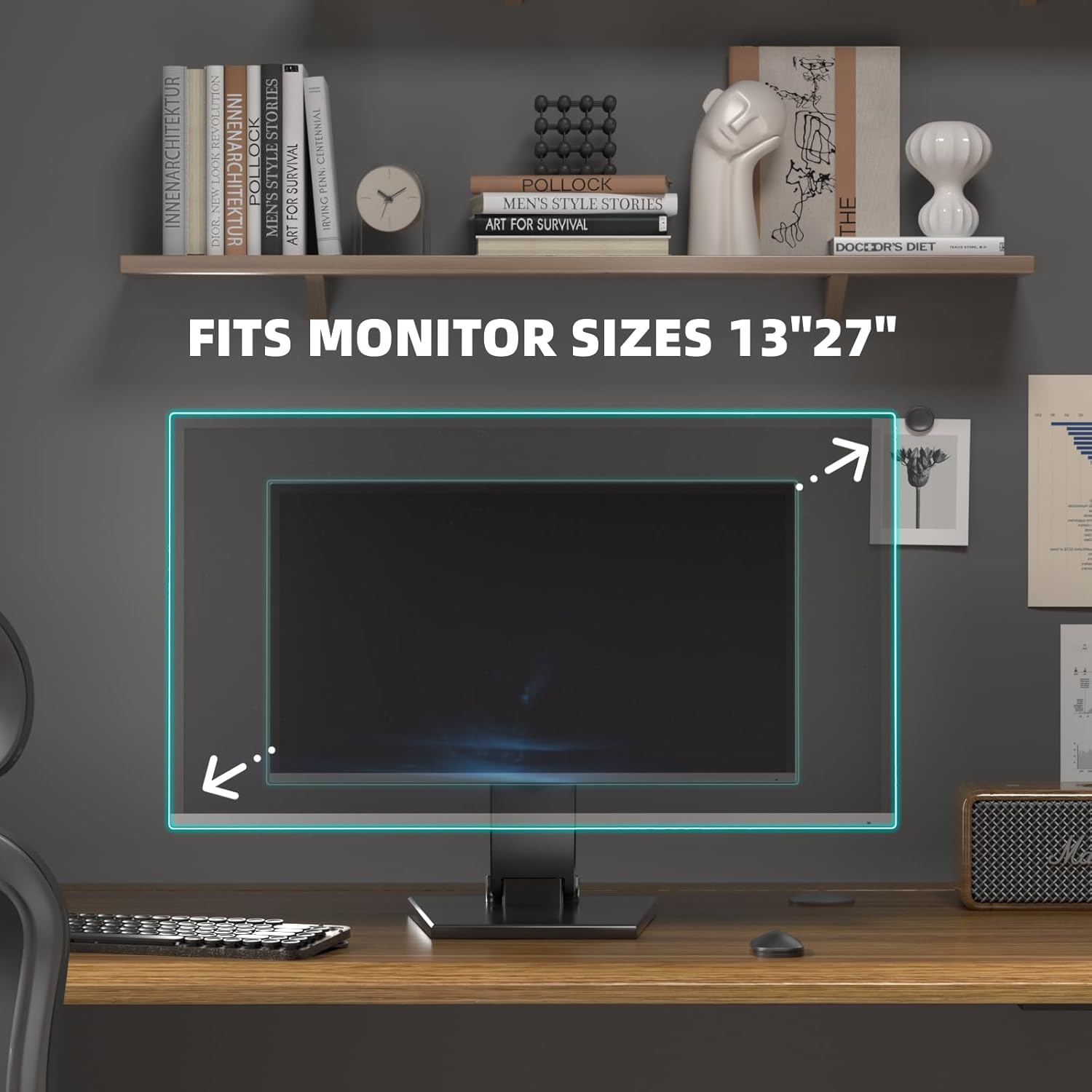 Jakeko Lay Flat Low Profile Monitor Stand For 14-24 Screens