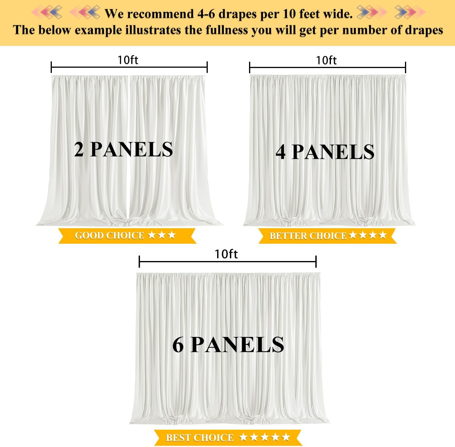 10ft x 10ft Satin Wedding Backdrop Drapes 2 Panels White TAYBSDJ042