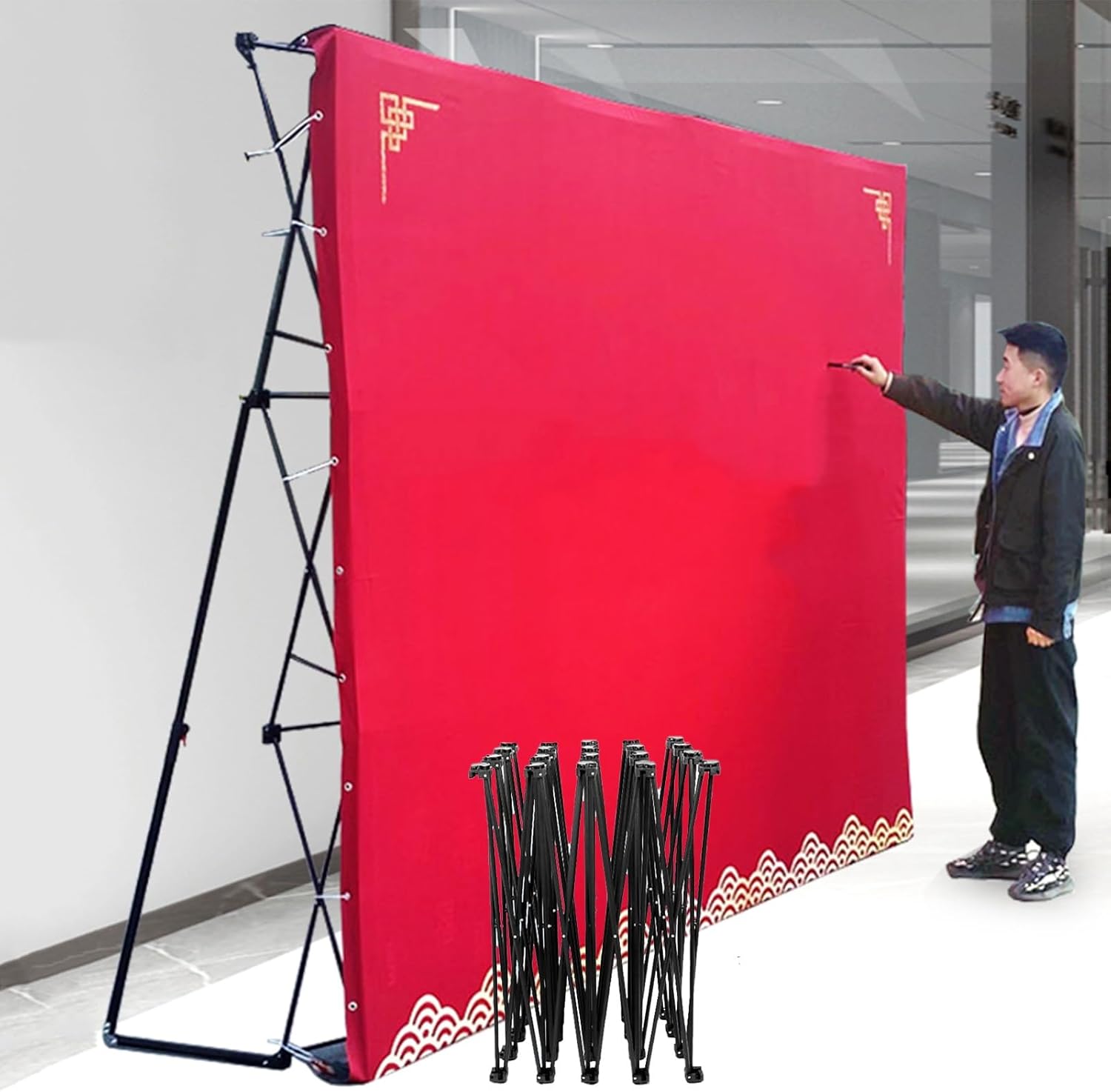 EXCLURA Pop Up Display Stand Collapsible Banner Rack
