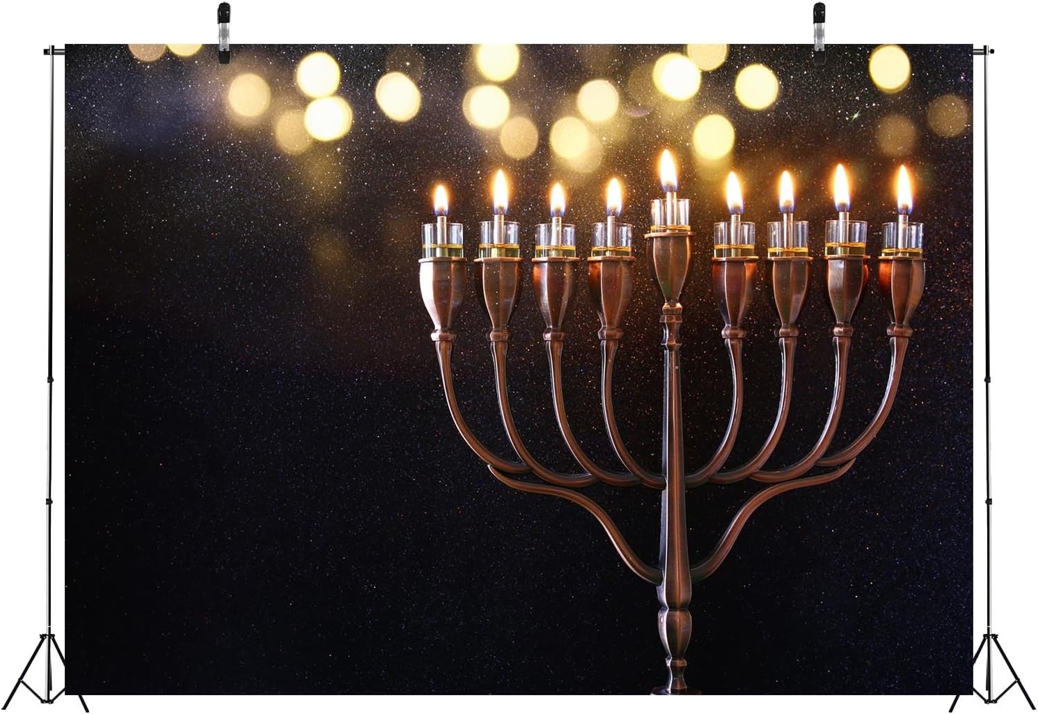 BELECO 8x6ft Hanukkah Backdrop with Menorah 1