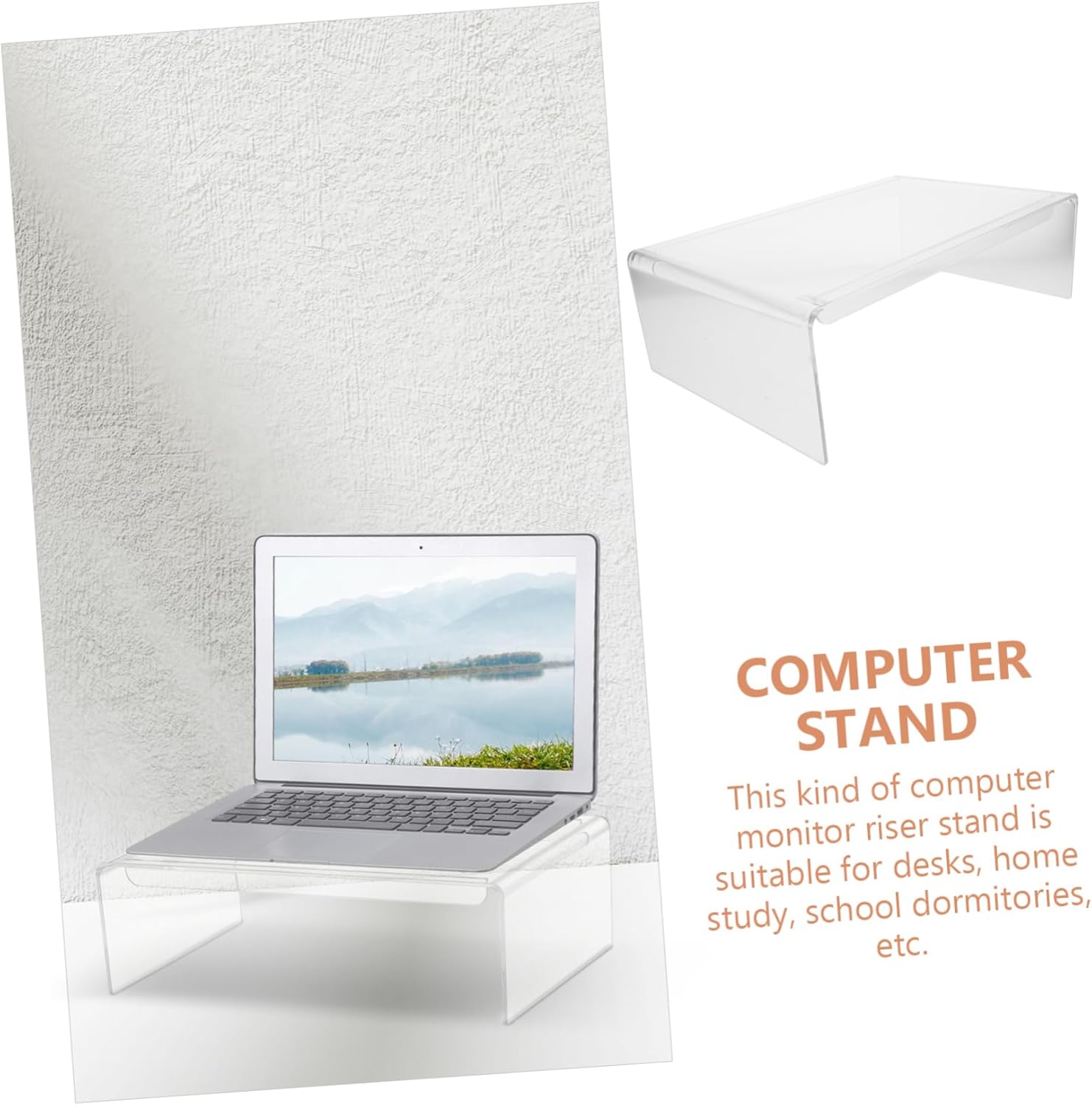 Ergonomic Acrylic Monitor Riser Stand with Wrist Pad