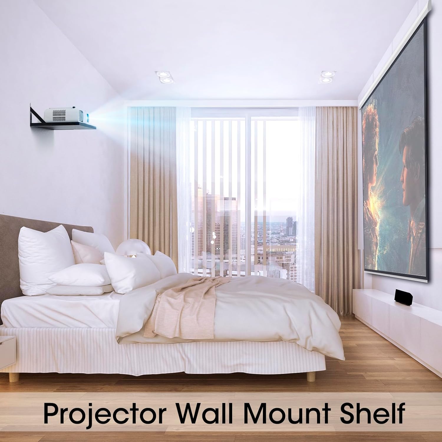 Projector Wall Mount Floating Shelf with Cable Management
