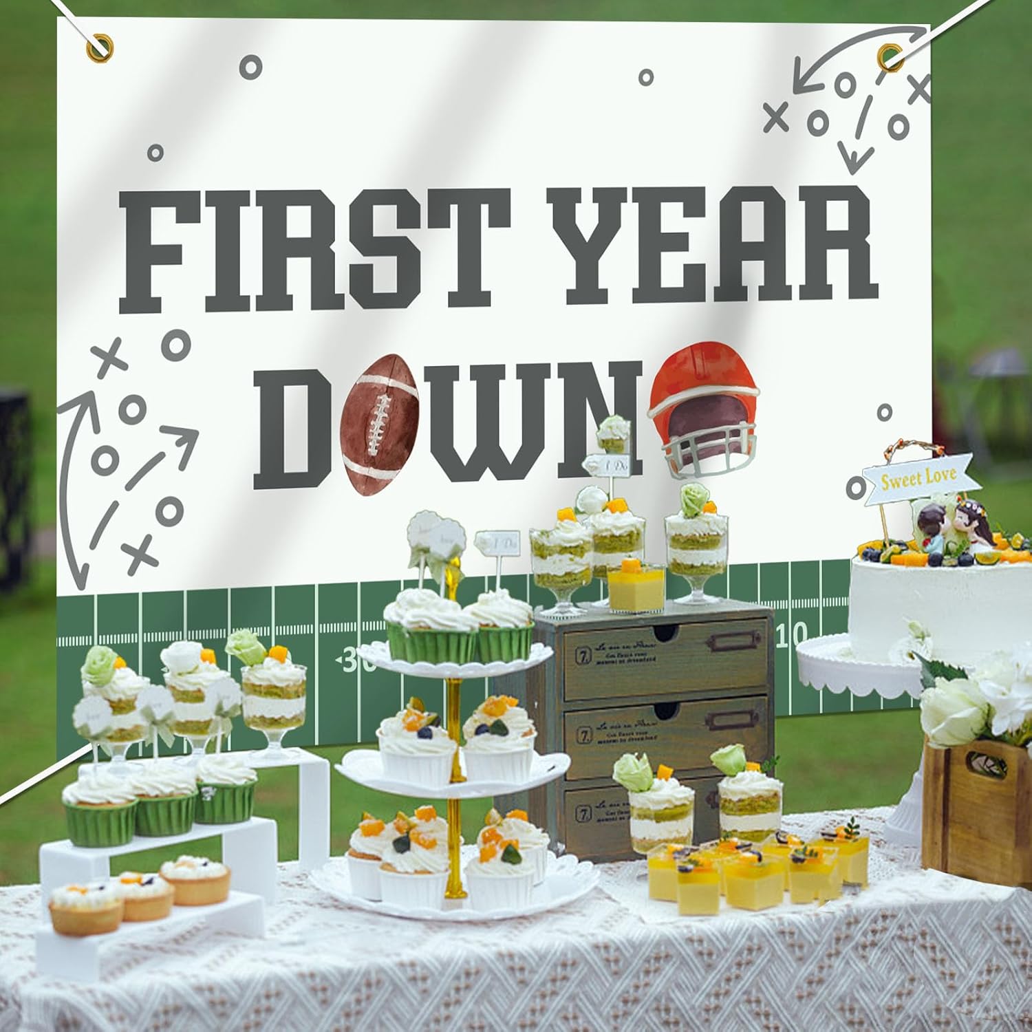 Football First Birthday Backdrop 7x5ft Decor