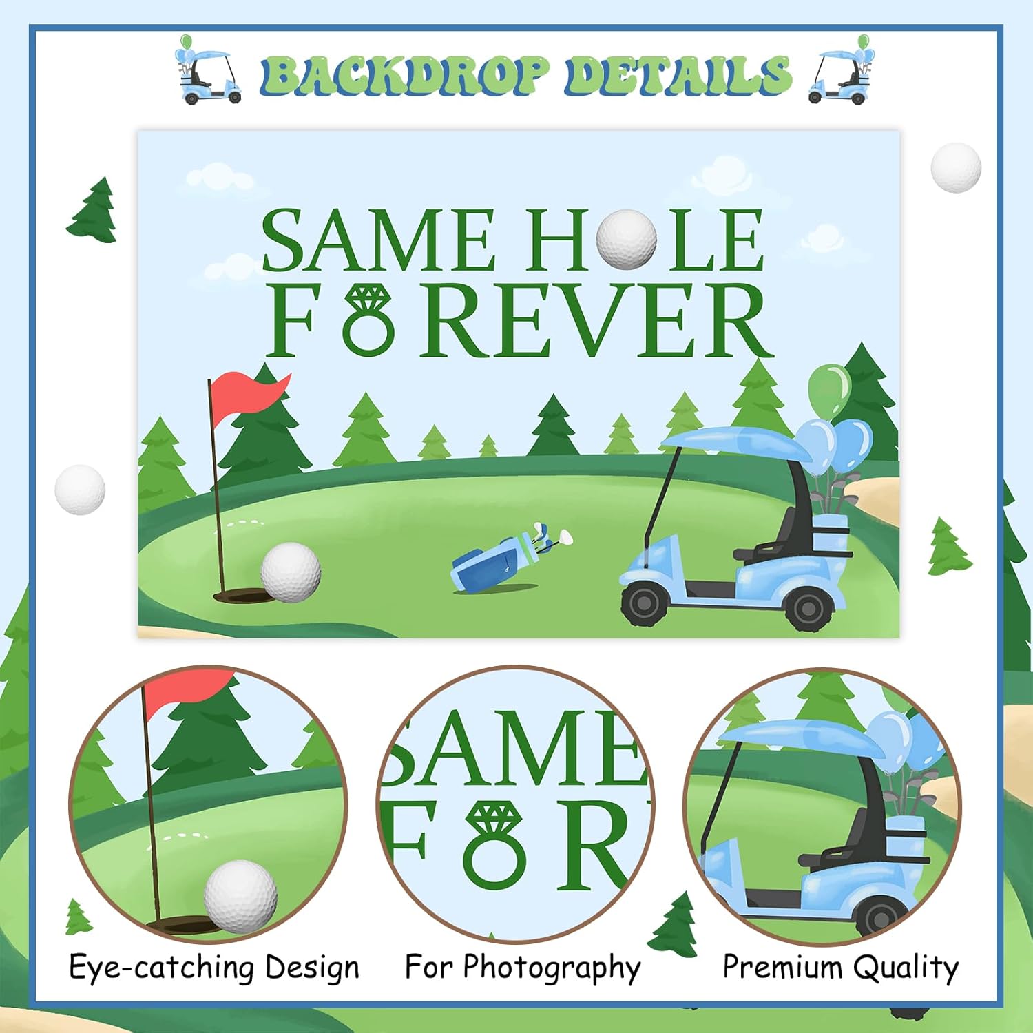 Wonmelody Golf Bachelor Party Backdrop Banner