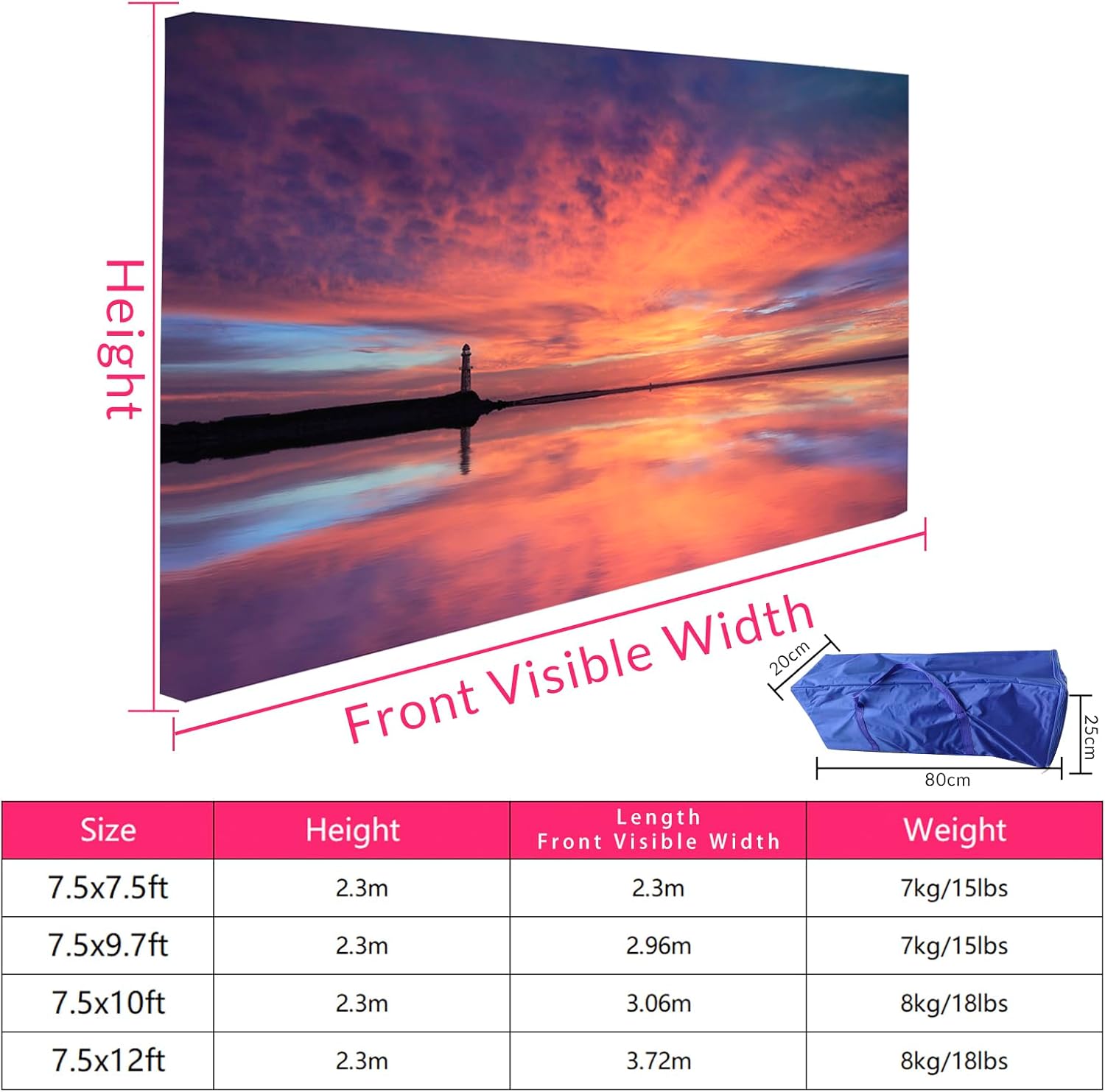 Custom Trade Show Backdrop Stand 75x12ft Aluminum Fabric Display Portable