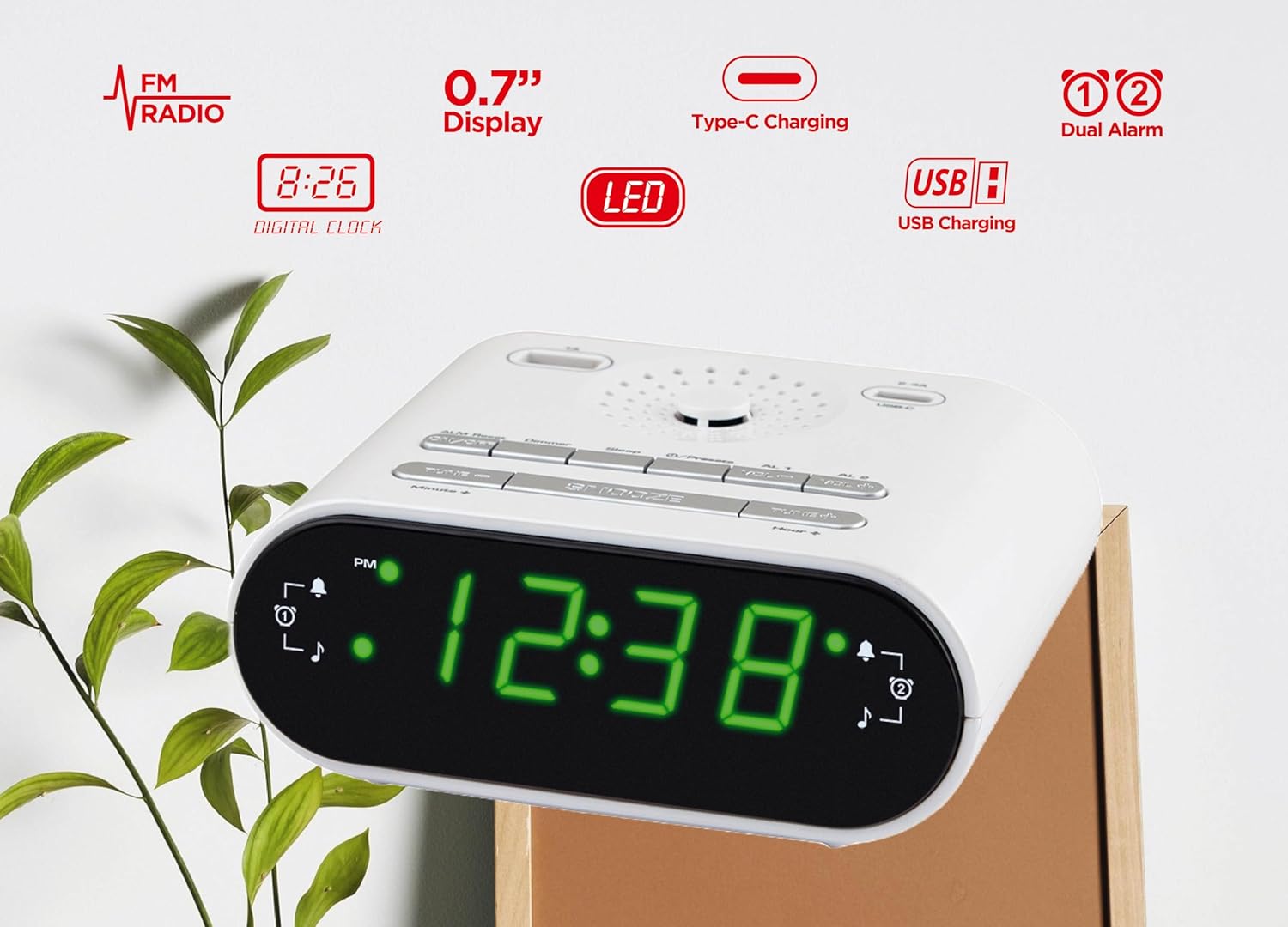 HANNLOMAX HX-158CR Alarm Clock Radio with FM and Dual Alarms