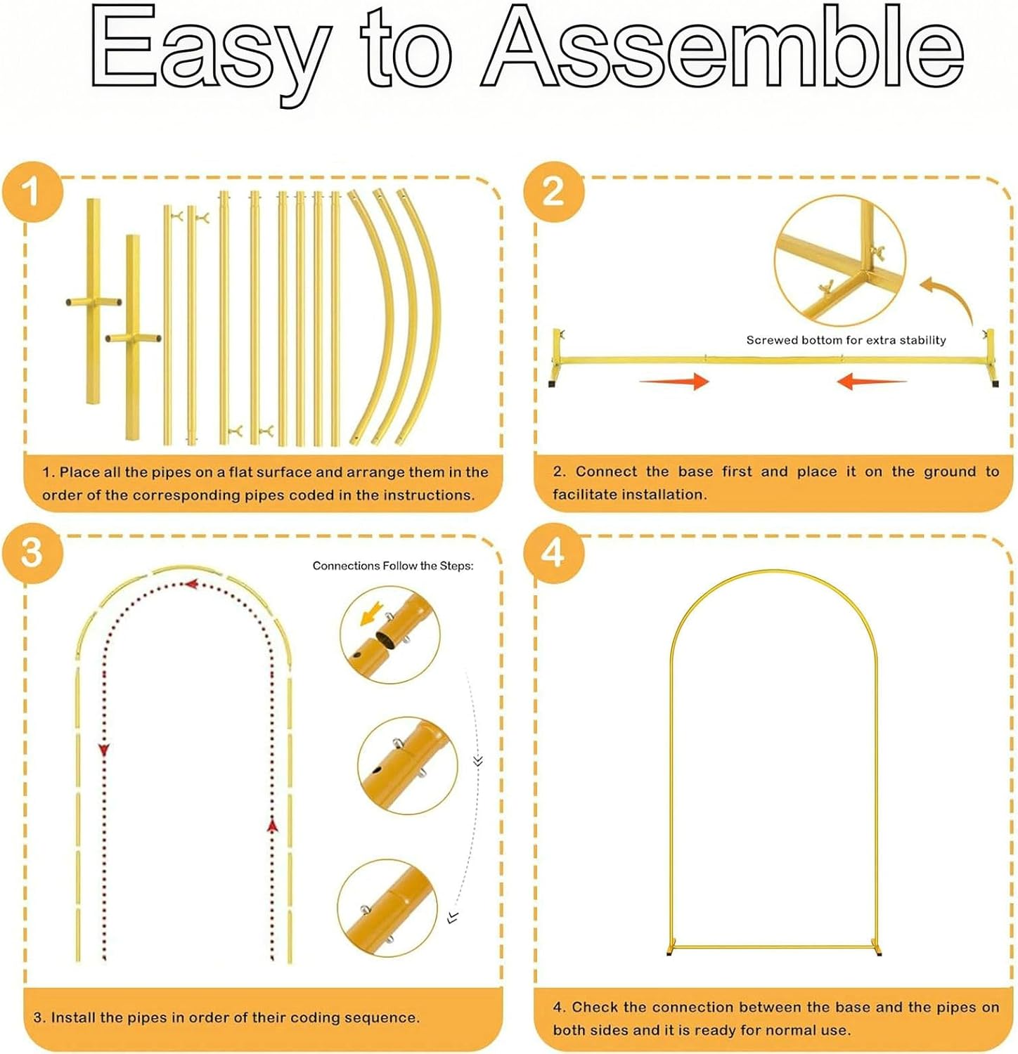 Golden Metal Balloon Arch Stand 72FT for Weddings and Parties