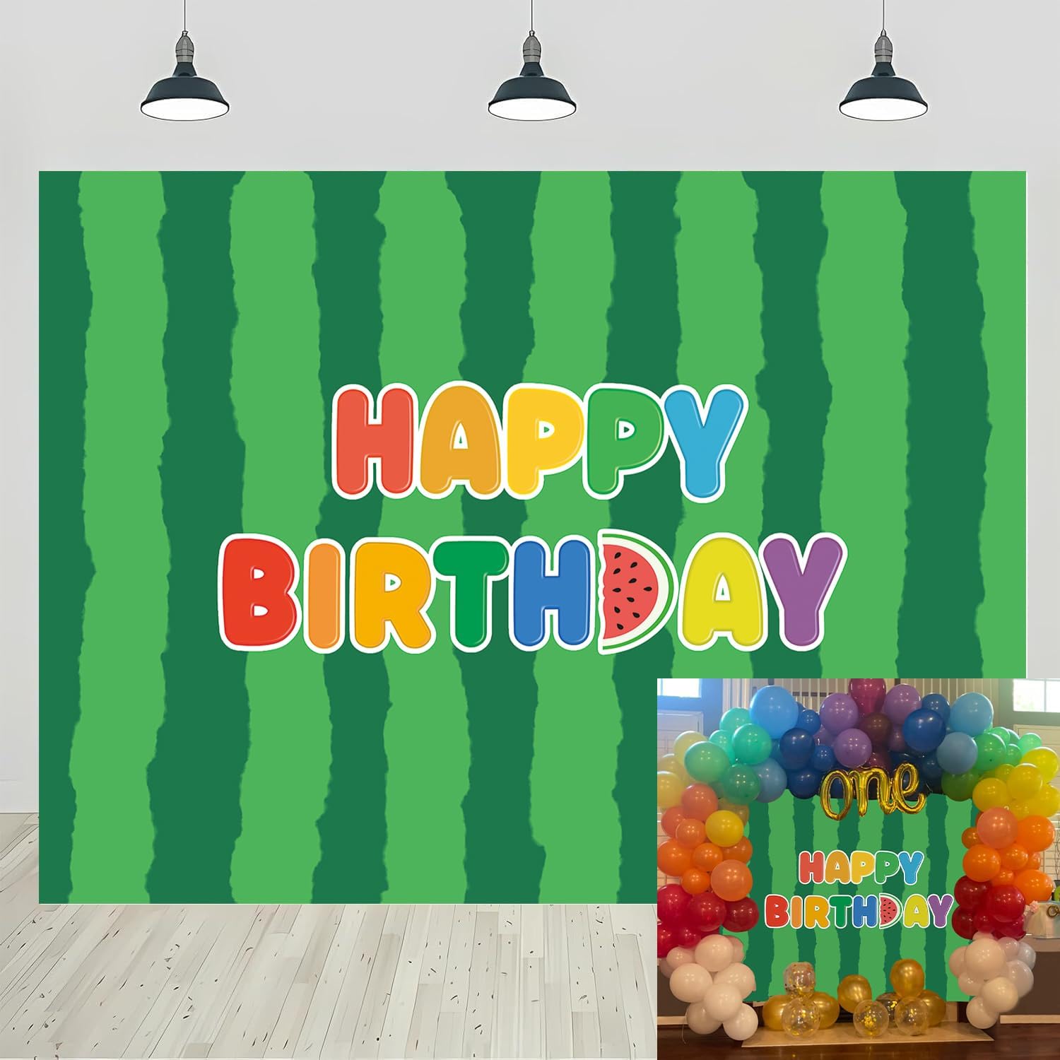 Cartoon Melon Birthday Backdrop 8x6FT Watermelon Theme Party Background
