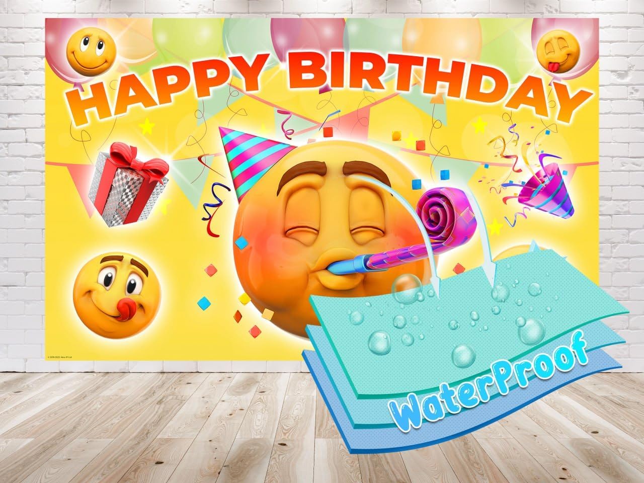 Vibrant Emoji Smiley Faces Party Backdrop