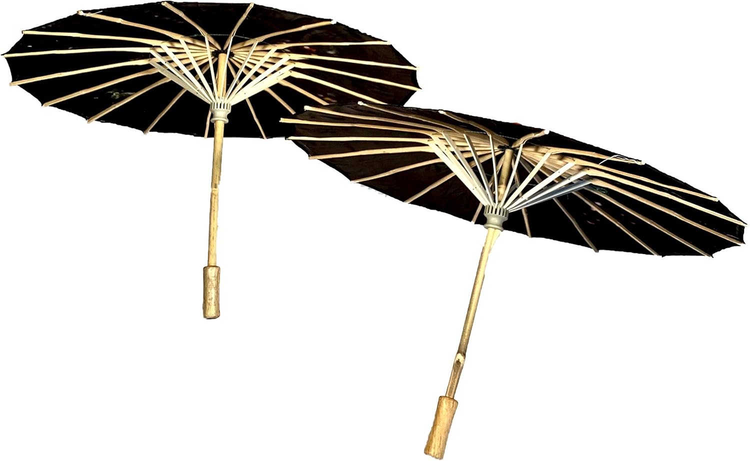 TJ Global 33 Bamboo Parasol Umbrellas Pack of 2 Black