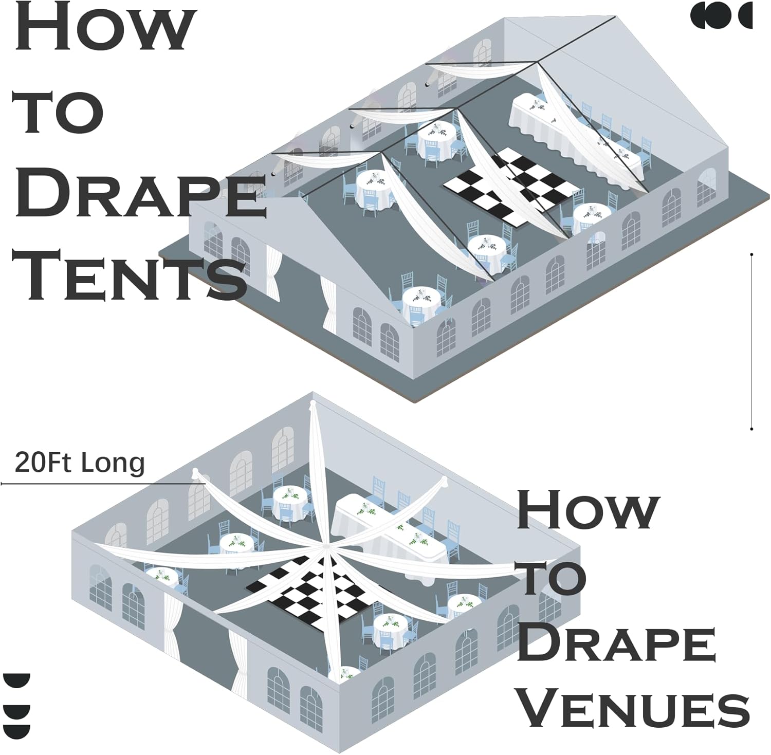 PartyVillage 10ft x 20ft Black Ceiling Curtain for Weddings