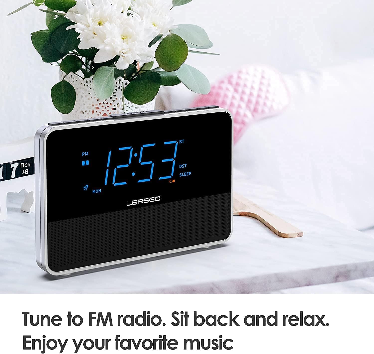 Bluetooth Alarm Clock Radio with HD Sound and Bass