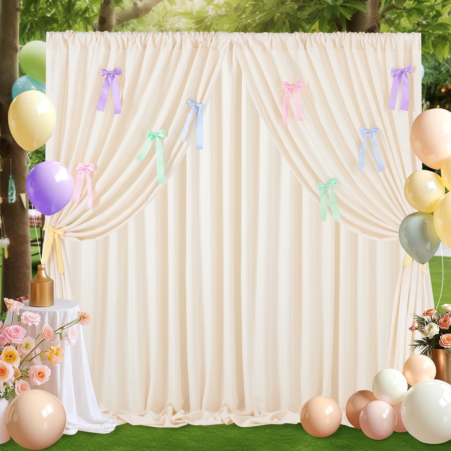 Ivory Backdrop Curtain 58x8ft Wedding Event Decor