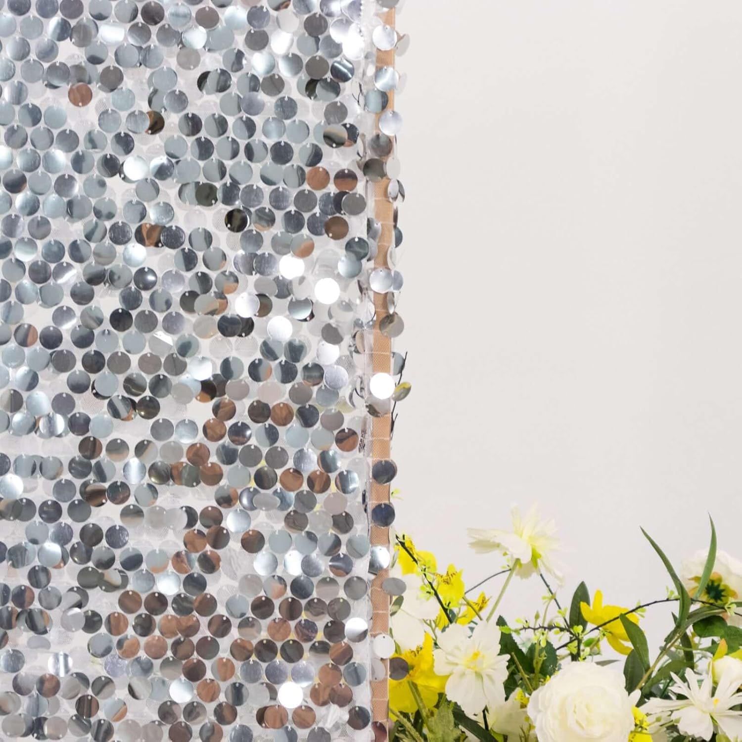 Efavormart 6ft Silver Sequin Chiara Backdrop Stand Cover