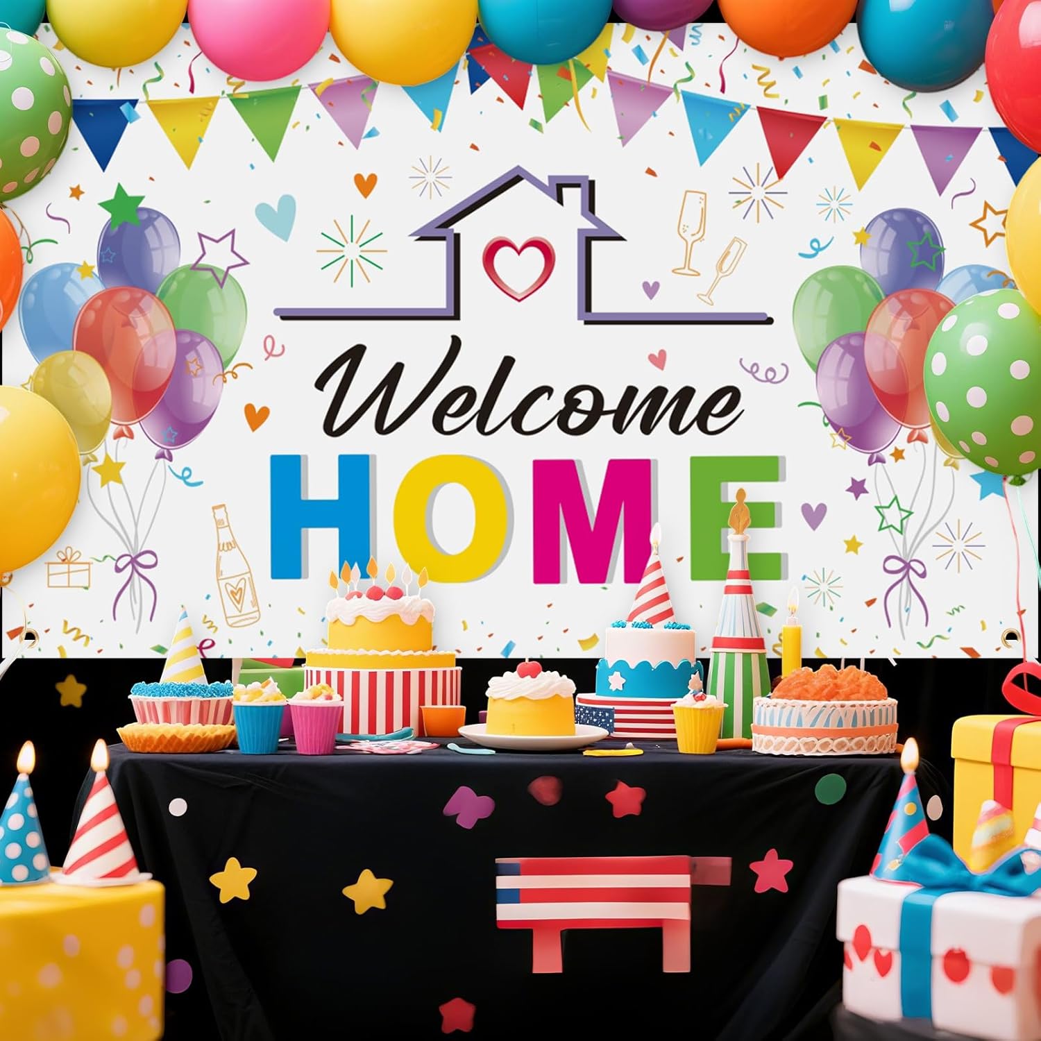 Welcome Home Backdrop Banner for Party Decorations