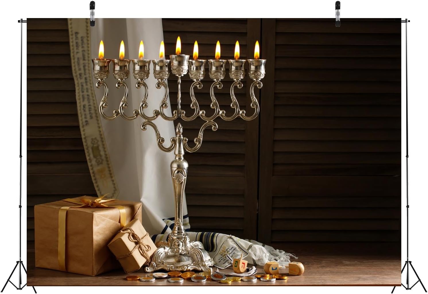 CORFOTO 8x6ft Hanukkah Religious Backdrop Banner
