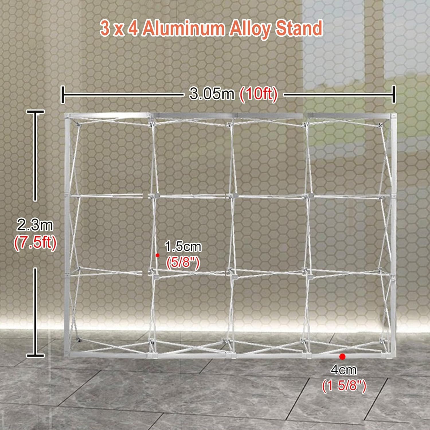 Aluminum Alloy Pop Up Display Stand with Bag and Ties 10ft L