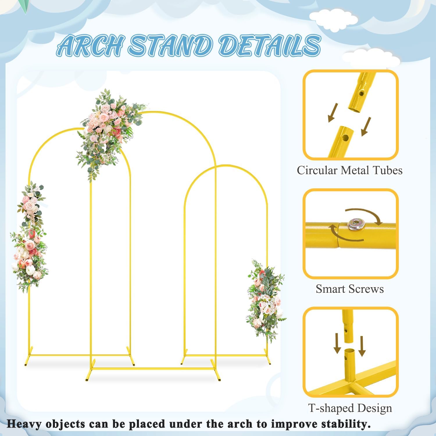Gold Arch Stand with Spandex Cover 72FT Set