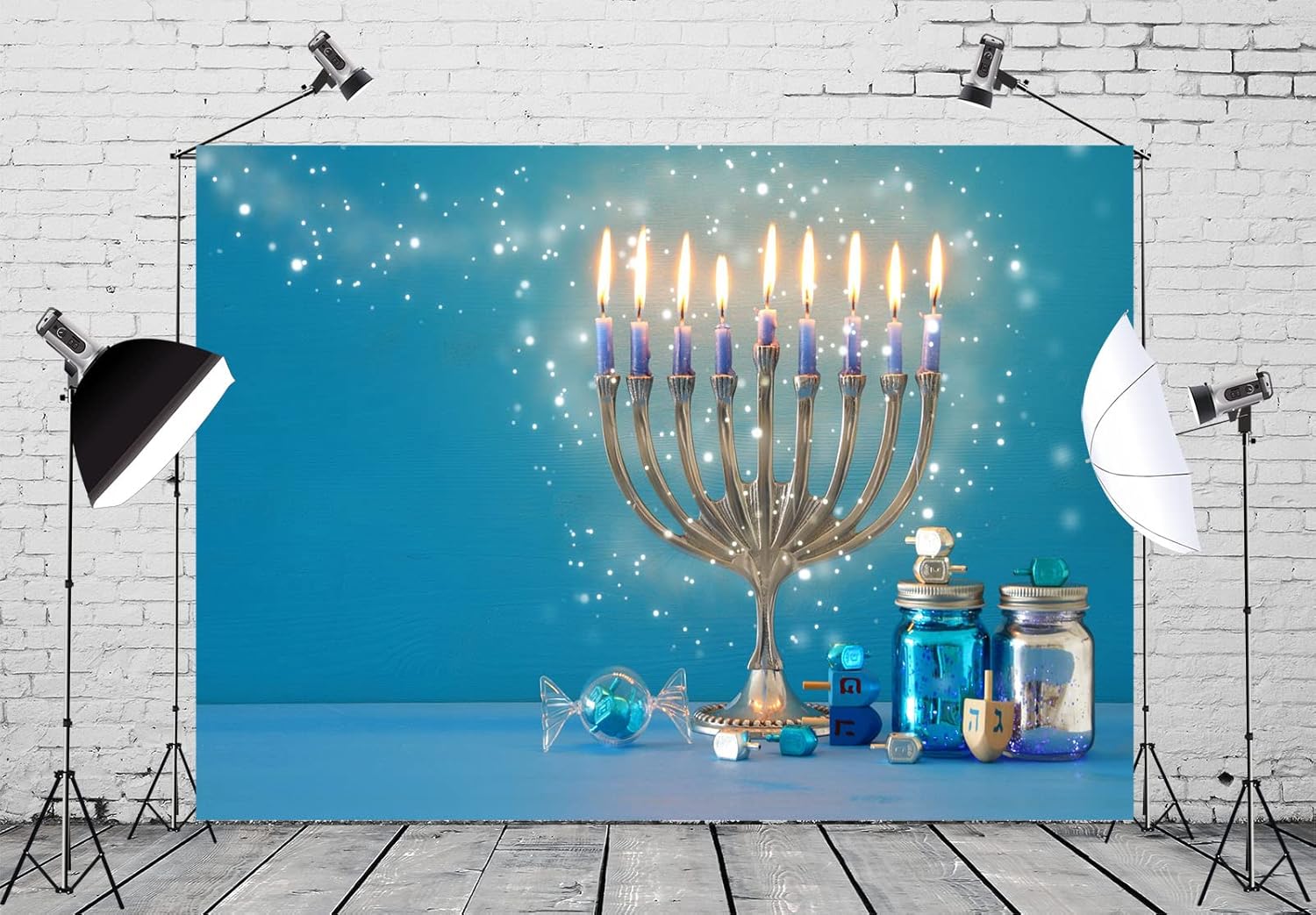 BELECO 8x6ft Hanukkah Theme Photography Backdrop
