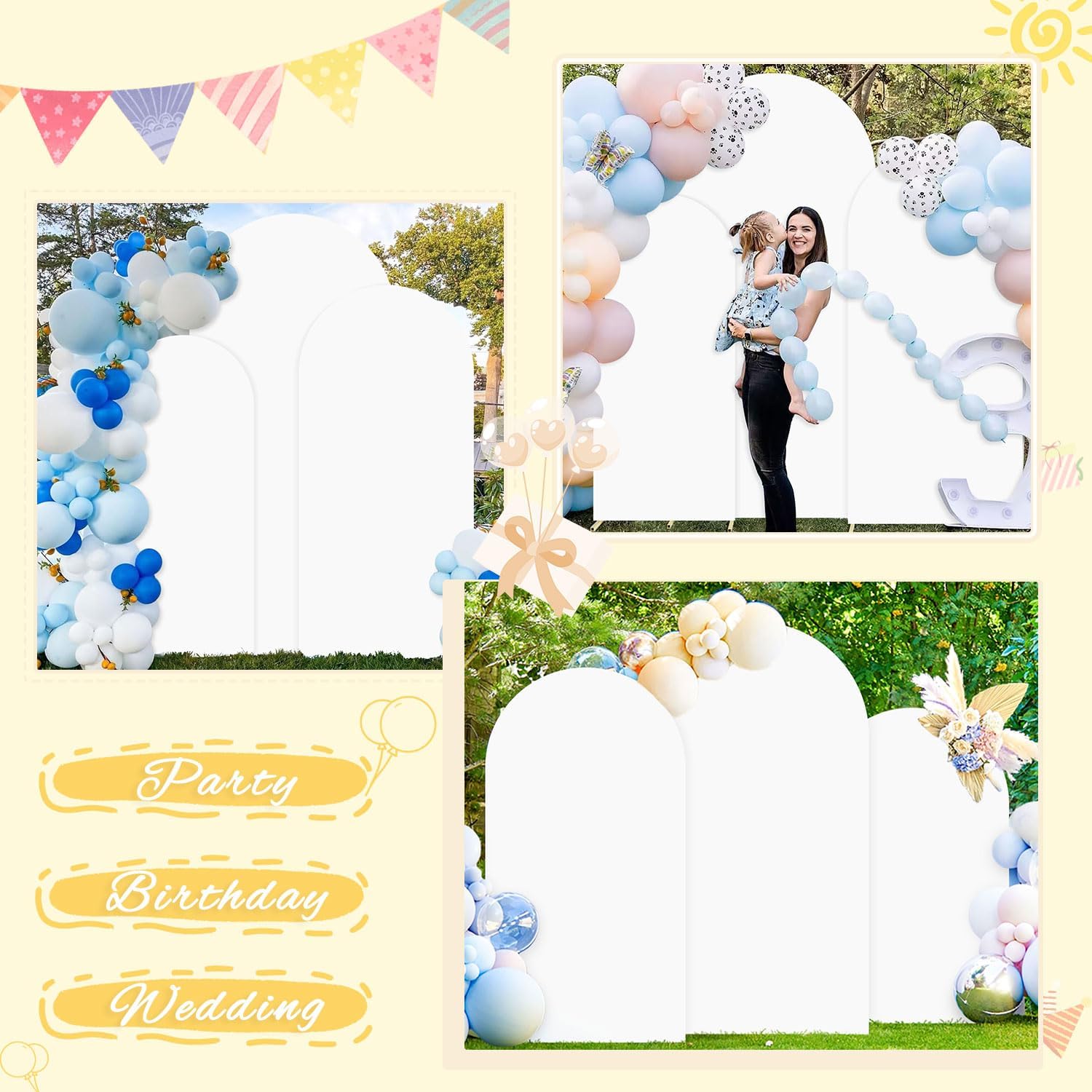 White Stretchy Arch Covers Set of 3 for Wedding