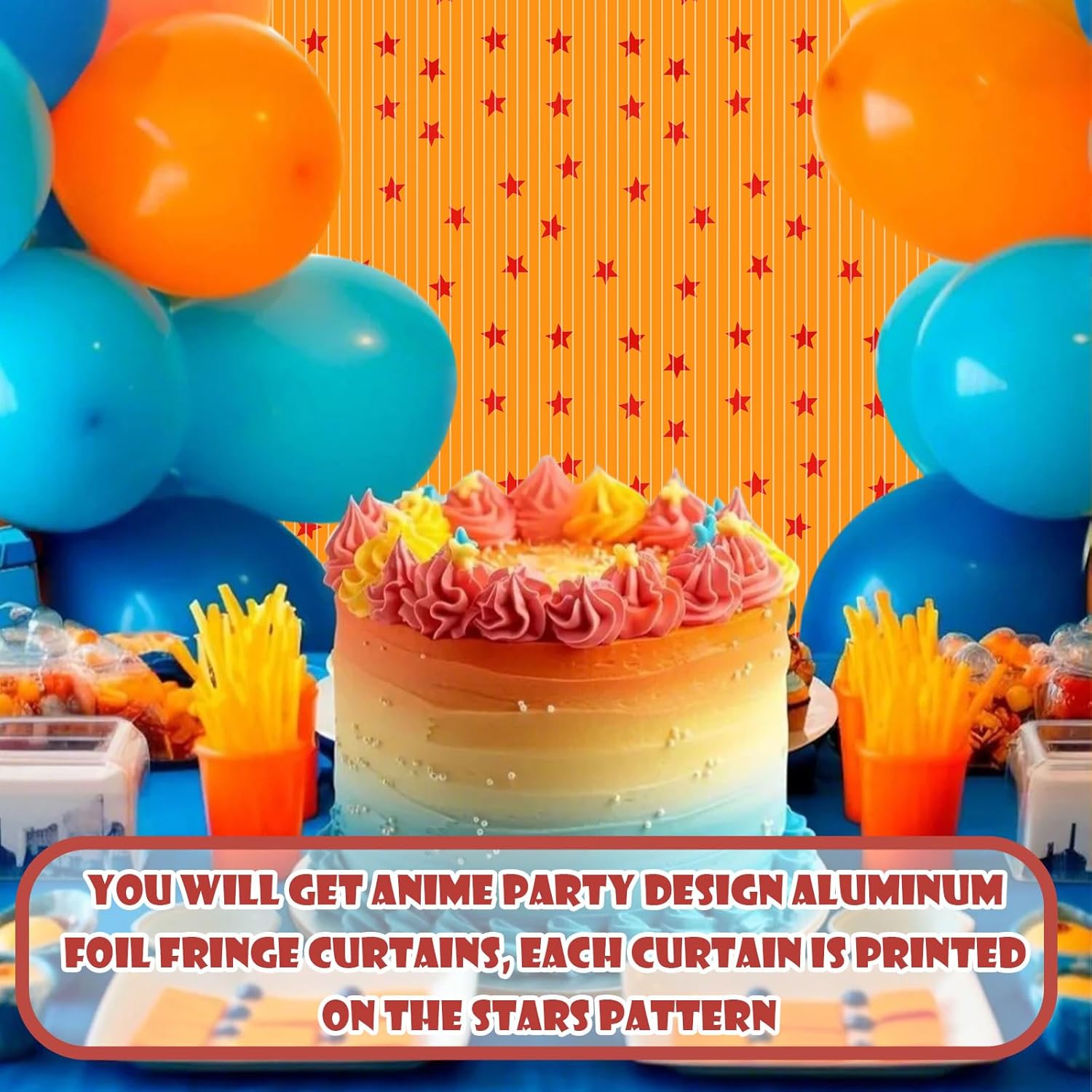 Oudain Anime Birthday Party Red Yellow Stars Banner