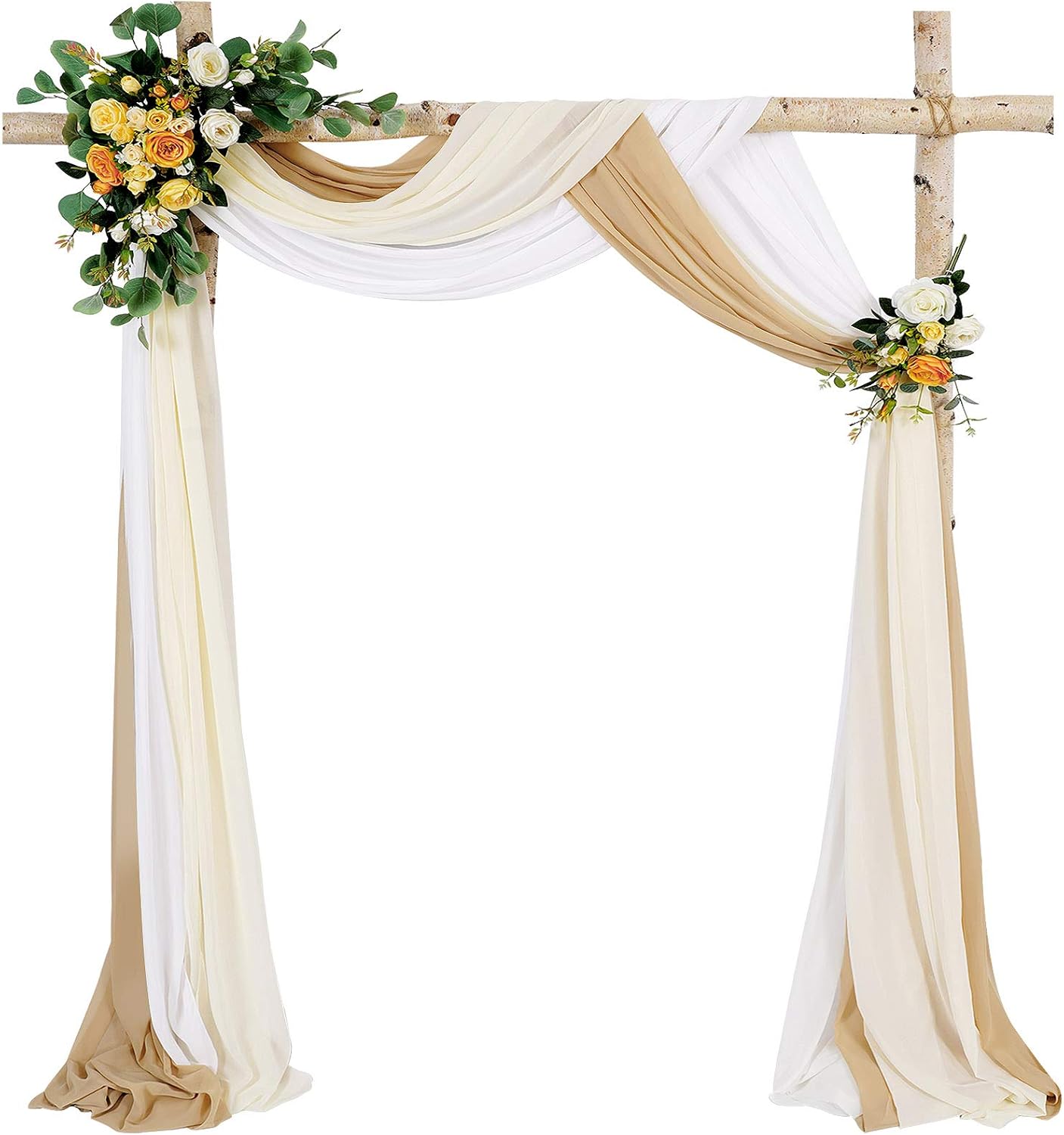 MoKoHouse 3 Panel White Sheer Wedding Arch Drapery