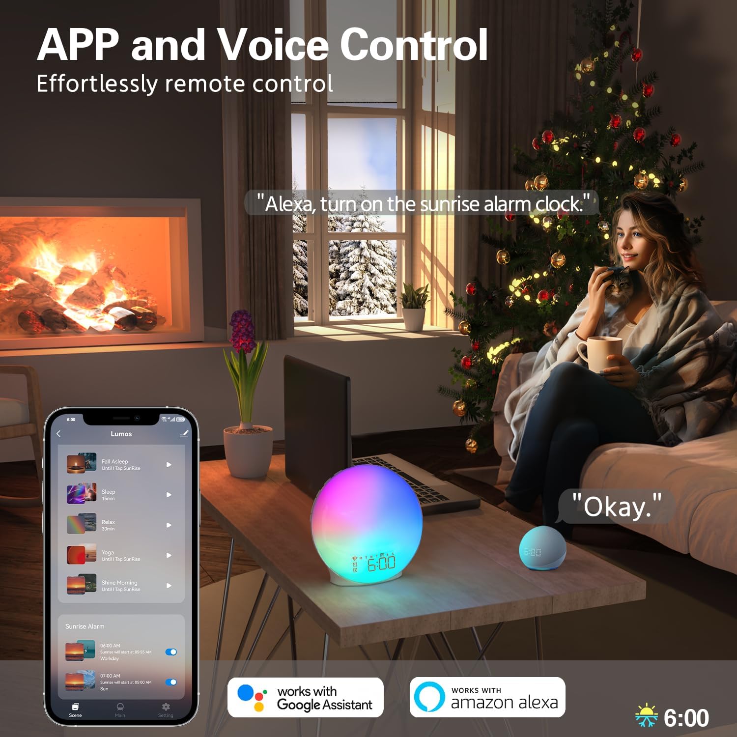 MOMILLA Sunrise Alarm Clock with Alexa Compatibility and Dual Alarms