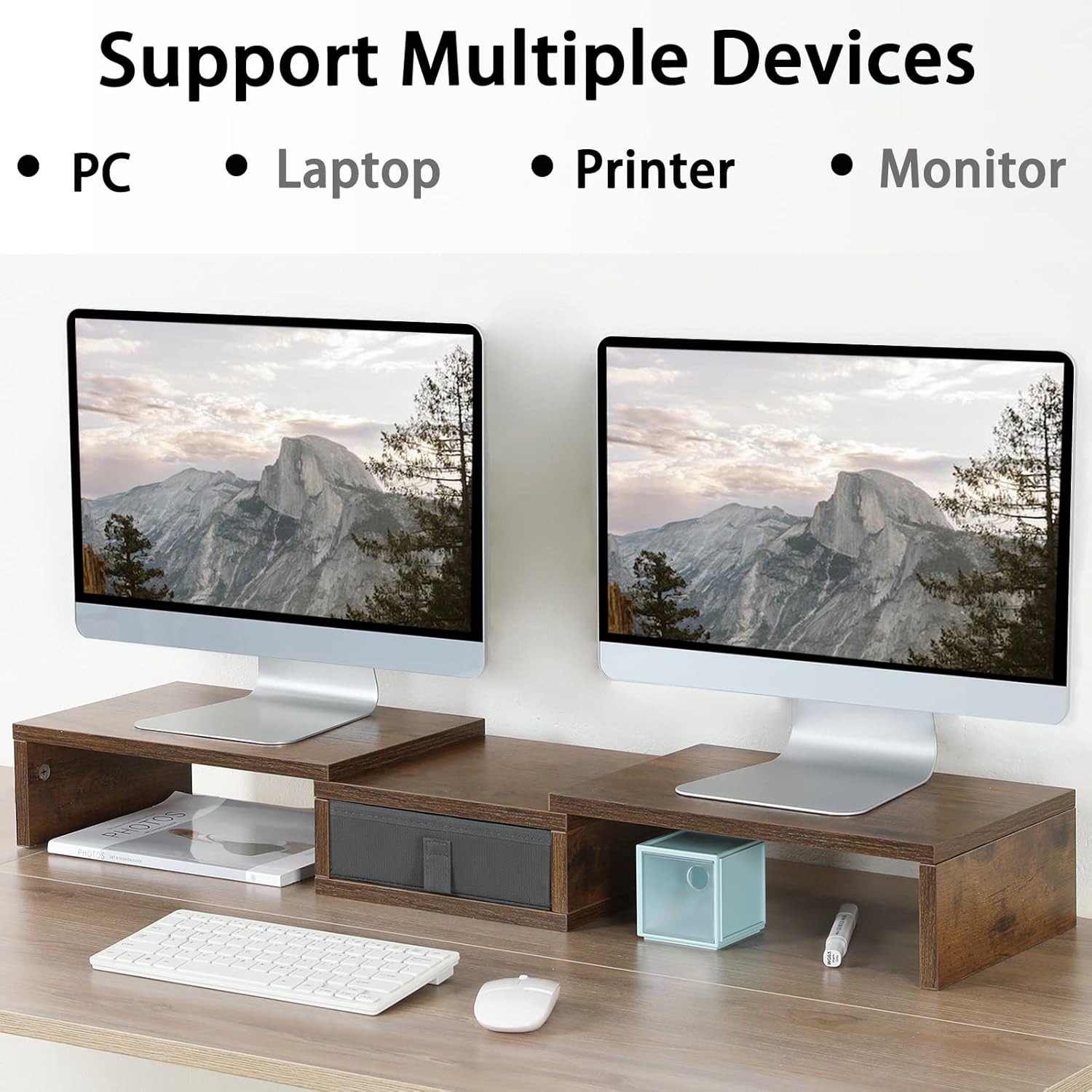 TEAMIX 3 Shelf Monitor Stand With Drawer