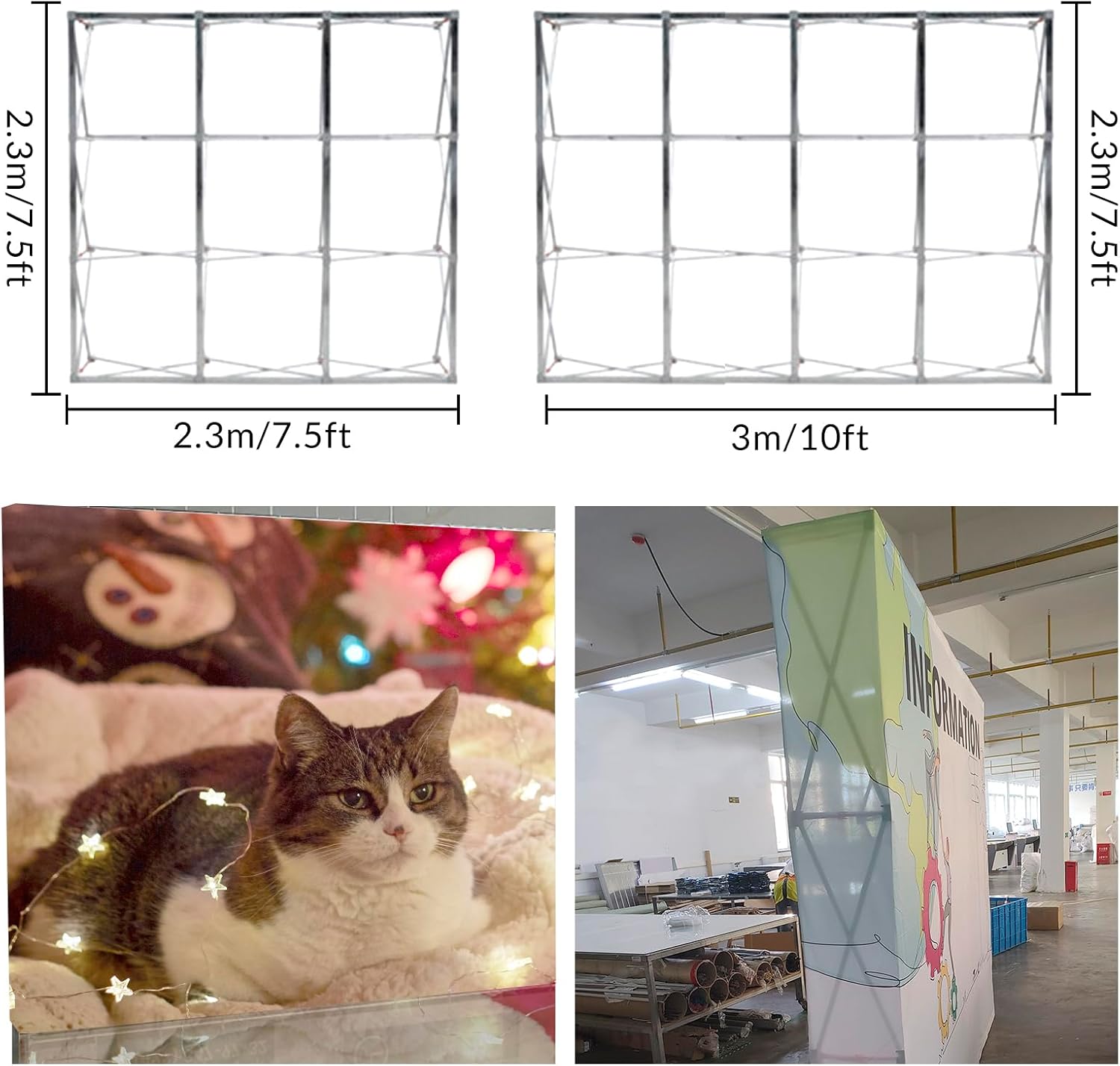 Custom Trade Show Backdrop Stand 75x12ft Aluminum Fabric Display Portable