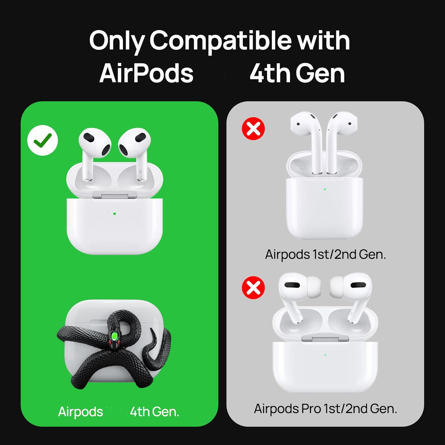 Halomyyth Snake Case for AirPods 4th Generation