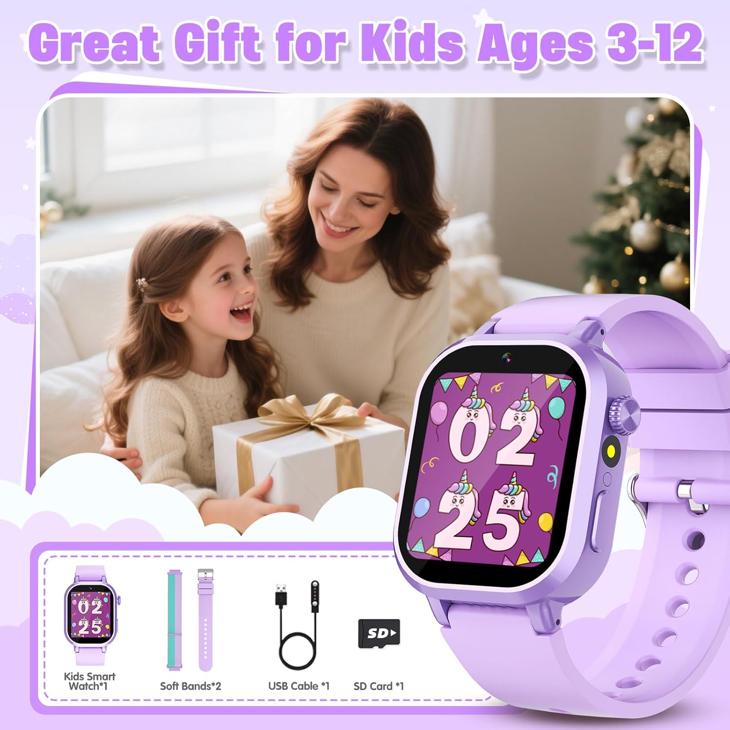 Kids Waterproof Smart Watch with HD Camera and 39 Puzzle Games