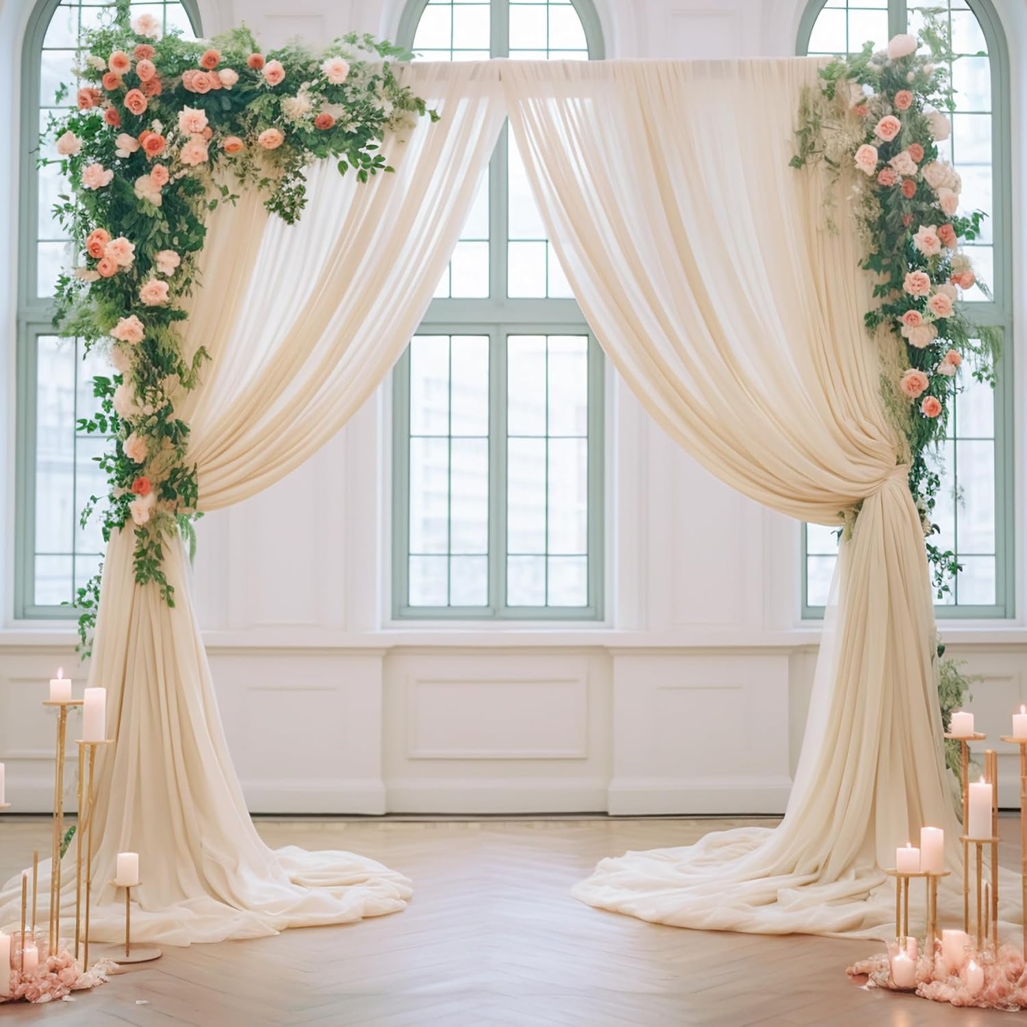 20ft X 10ft Champagne Tulle Backdrop for Parties and Weddings