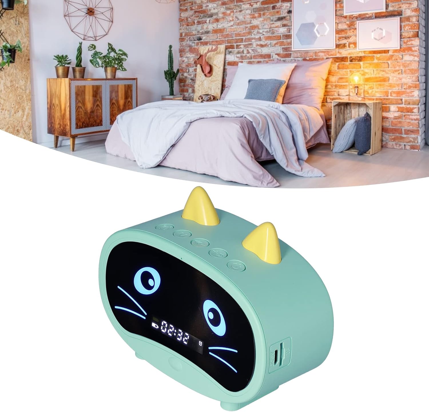 Cute Cat Ear Bluetooth Speaker with Dual Alarm