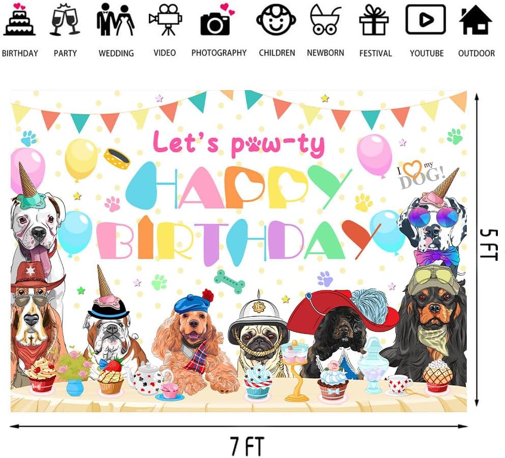 Puppy Dog Birthday Party Backdrop 7x5ft