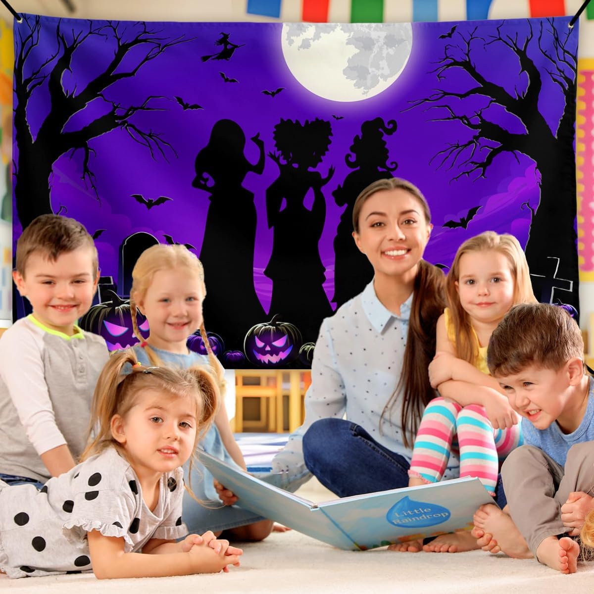 Flaircave Hocus Pocus Witch Sisters Halloween Backdrop