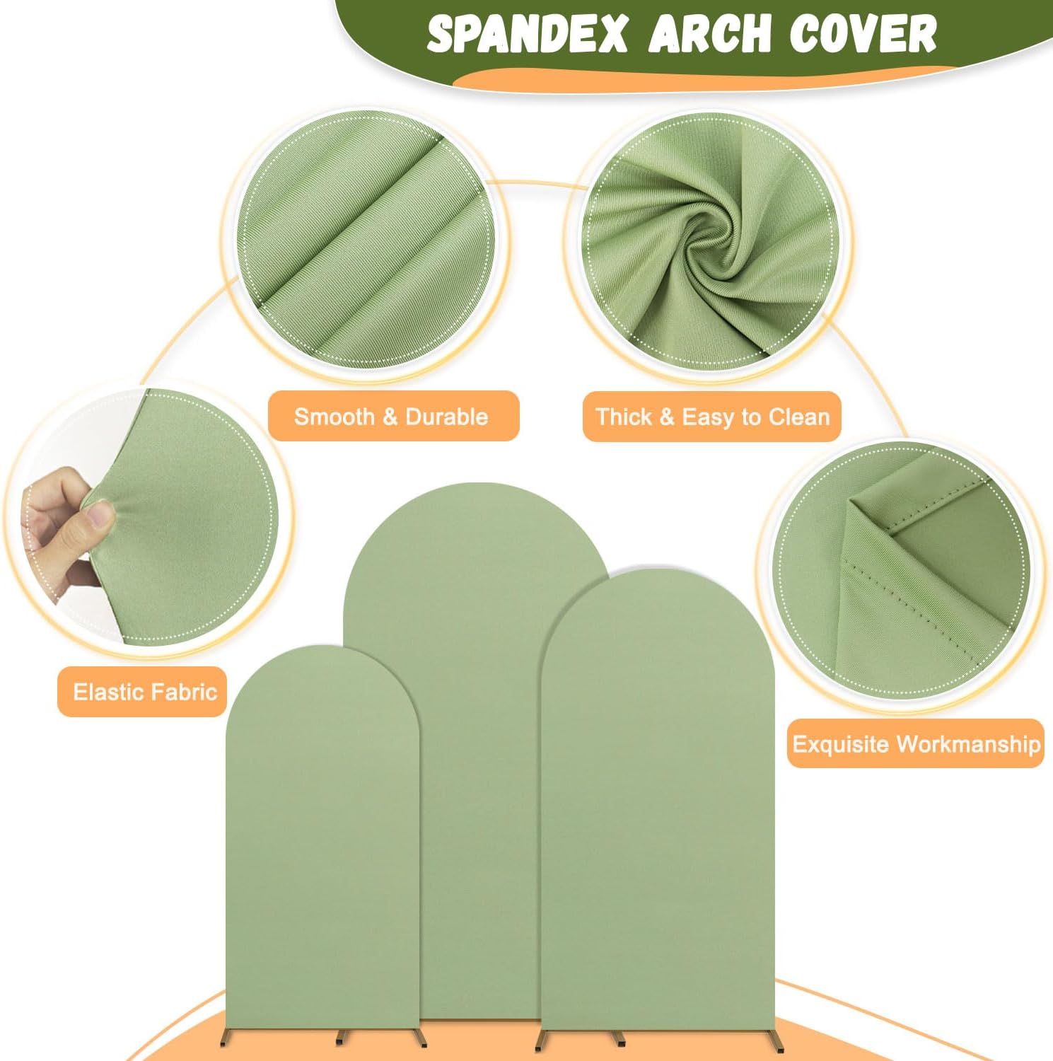 Sage Green Arch Cover Set of 3 for Weddings and Parties