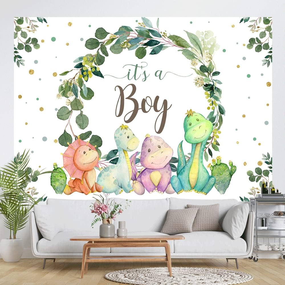7x5ft Its a Boy Dinosaur Backdrop for Baby Shower and Kids Party