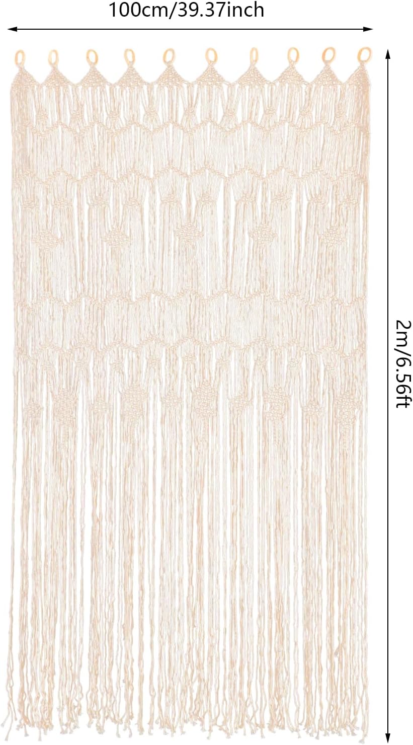 Macrame Door Curtains 2 Pcs Beige Tassel Boho Decor