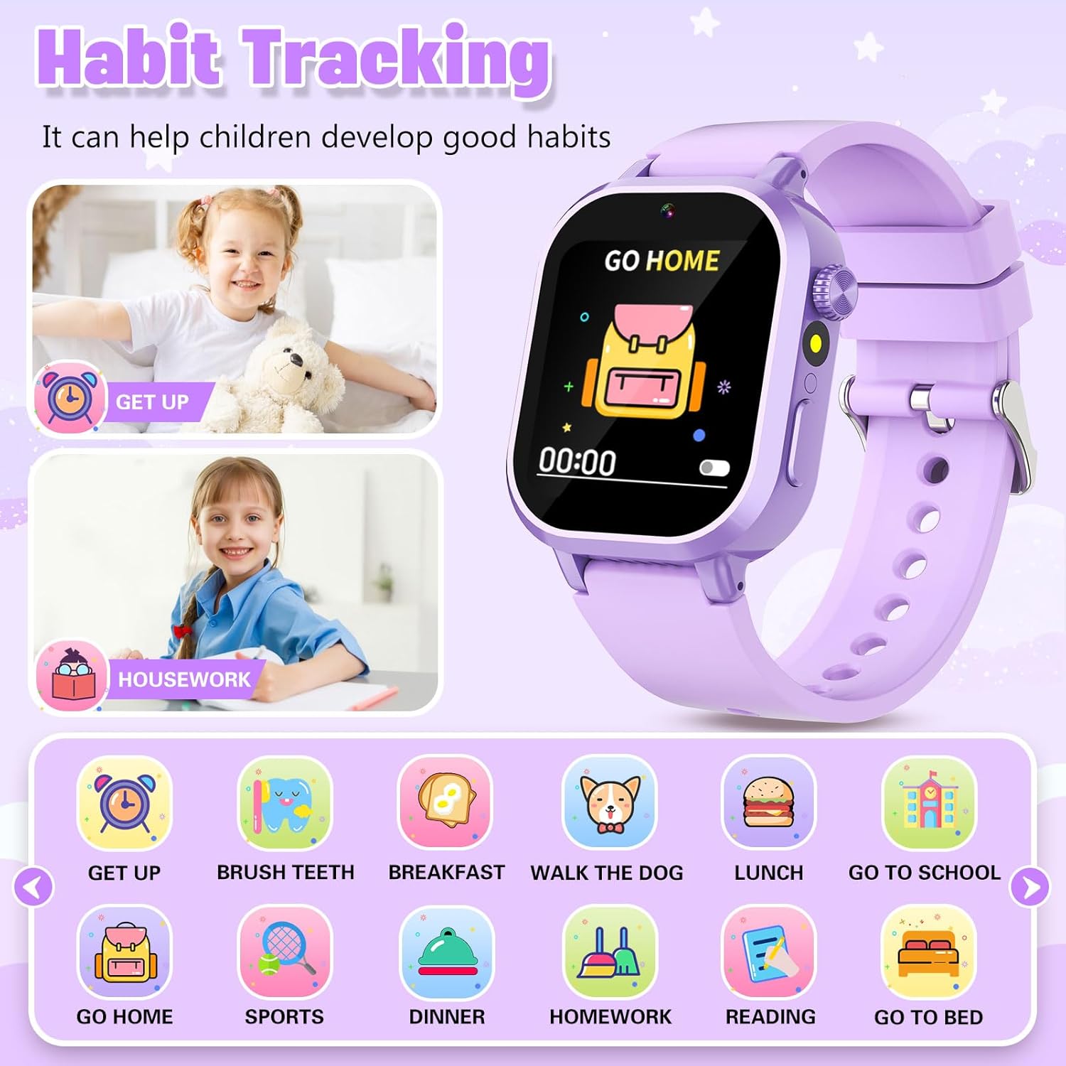 Kids Waterproof Smart Watch with HD Camera and 39 Puzzle Games