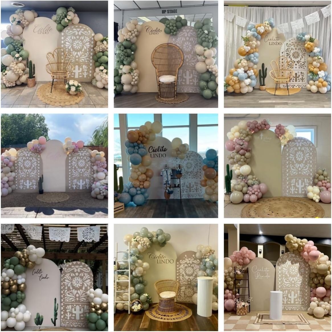 Mexican Fiesta Beige Brown Cactus Arch Backdrop Cover