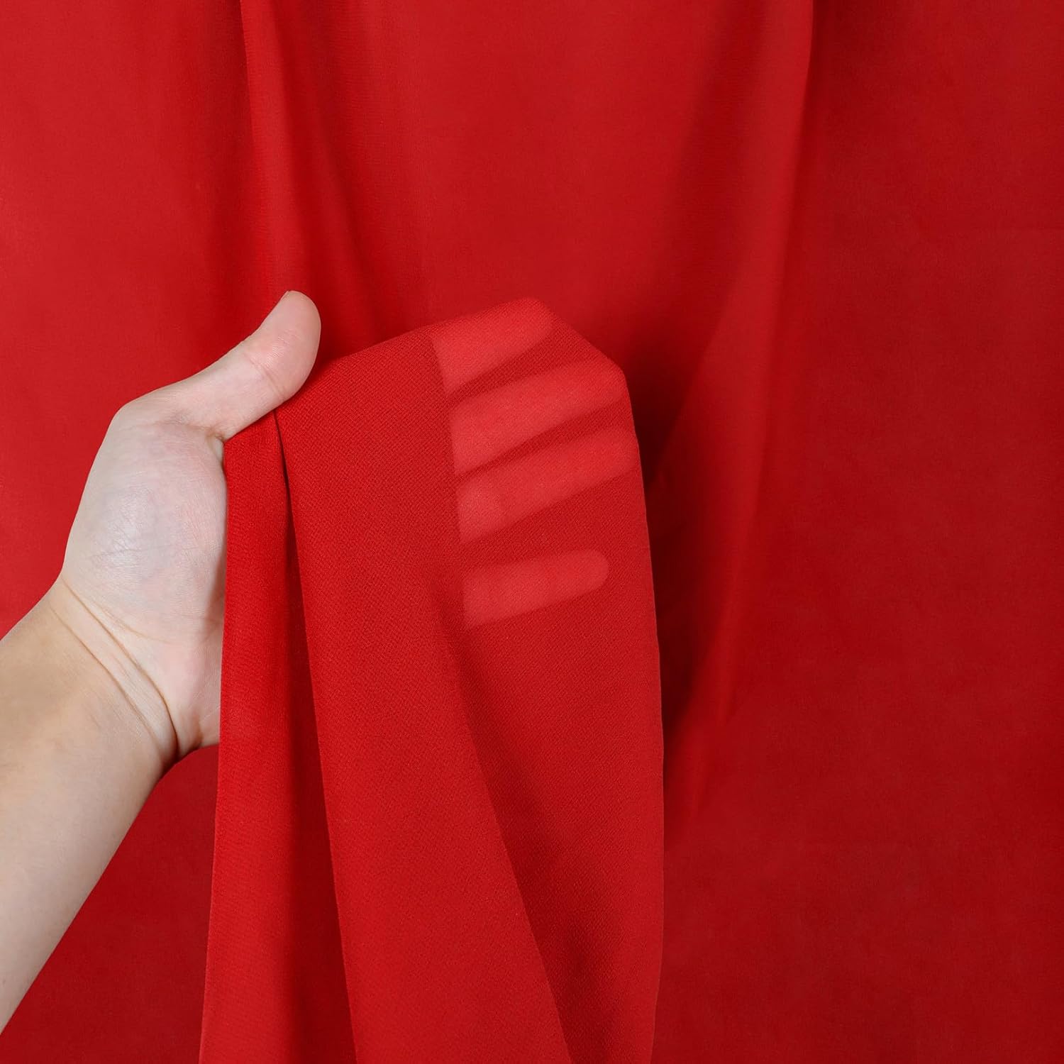 DUOBAO 6 Panel Red Chiffon Ceiling Drapes Wedding Backdrop