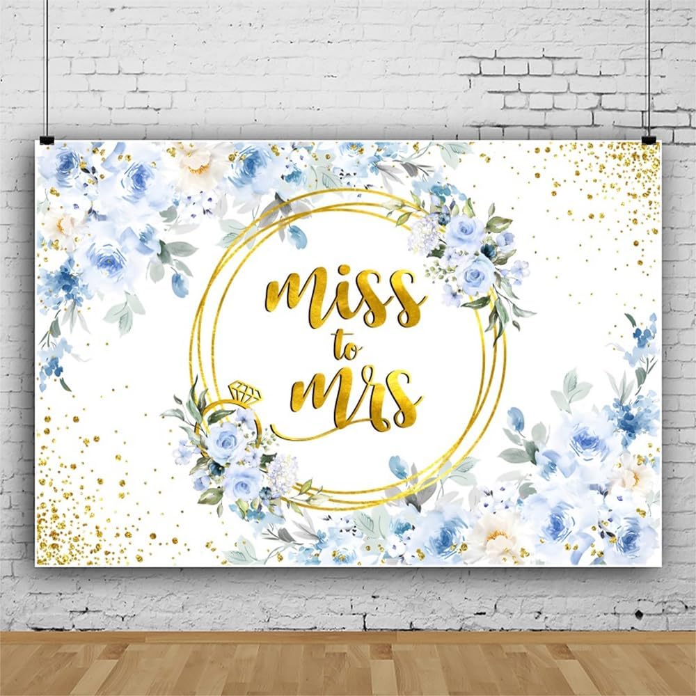 10x7ft Blue Floral Backdrop for Wedding and Photo Events